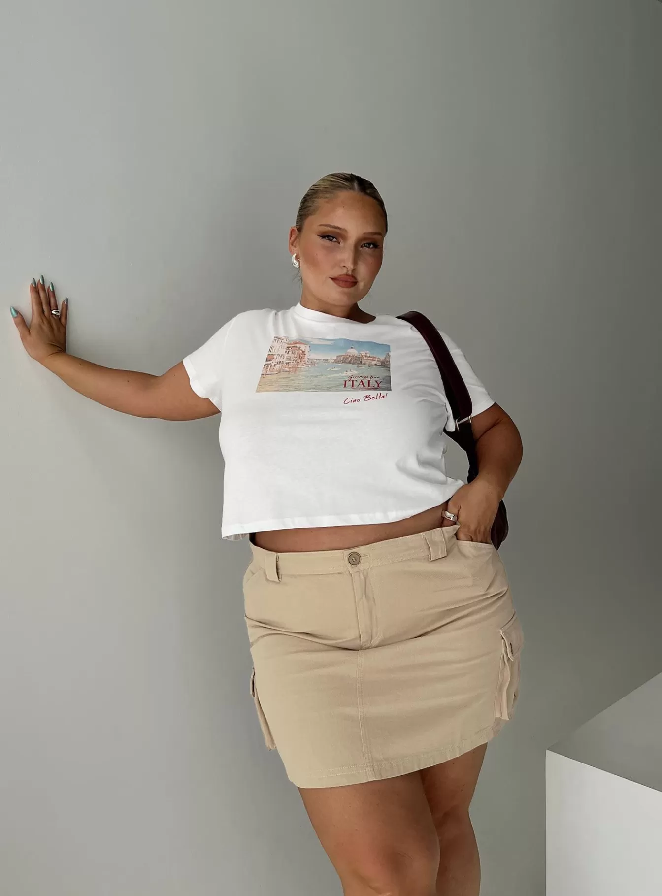 Princess Polly Casual Tops | Italy Love Tee Curve Ivory