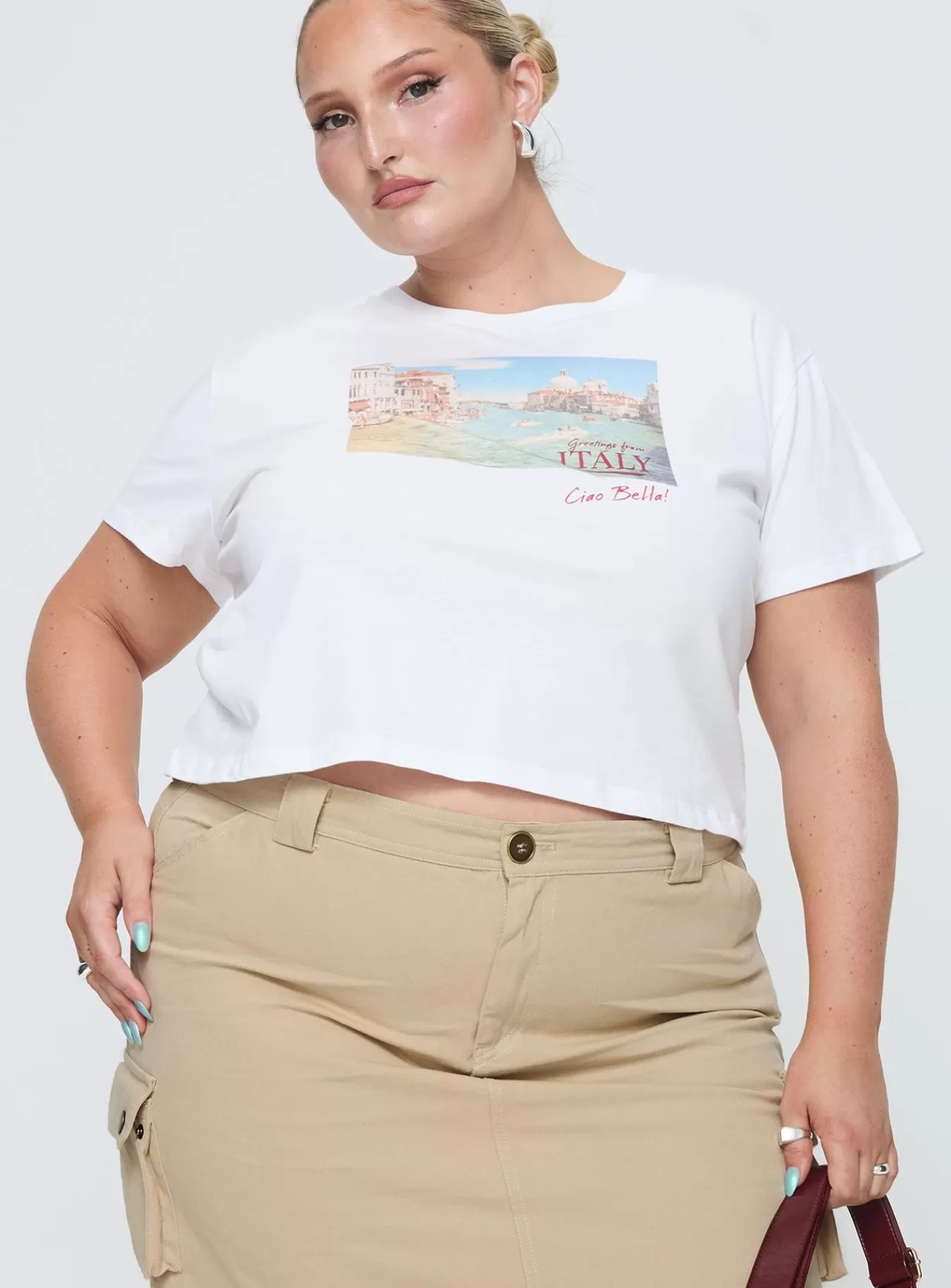 Princess Polly Casual Tops | Italy Love Tee Curve Ivory