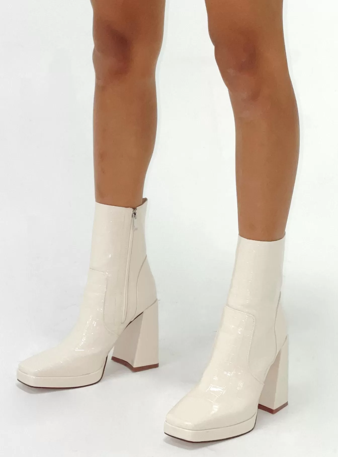 Princess Polly Boots | Jamie Croc Platform Boots Cream