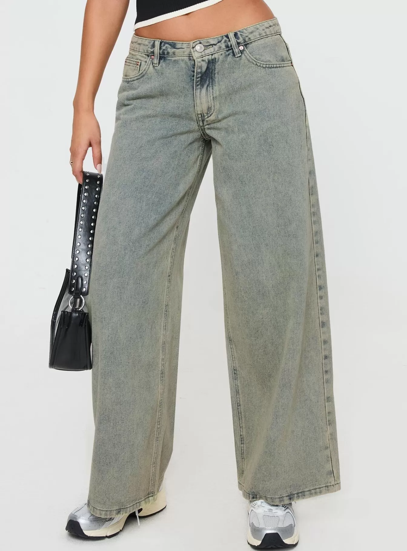 Princess Polly Jeans | Jaycee Low Rise Wide Leg Jeans Antique Wash
