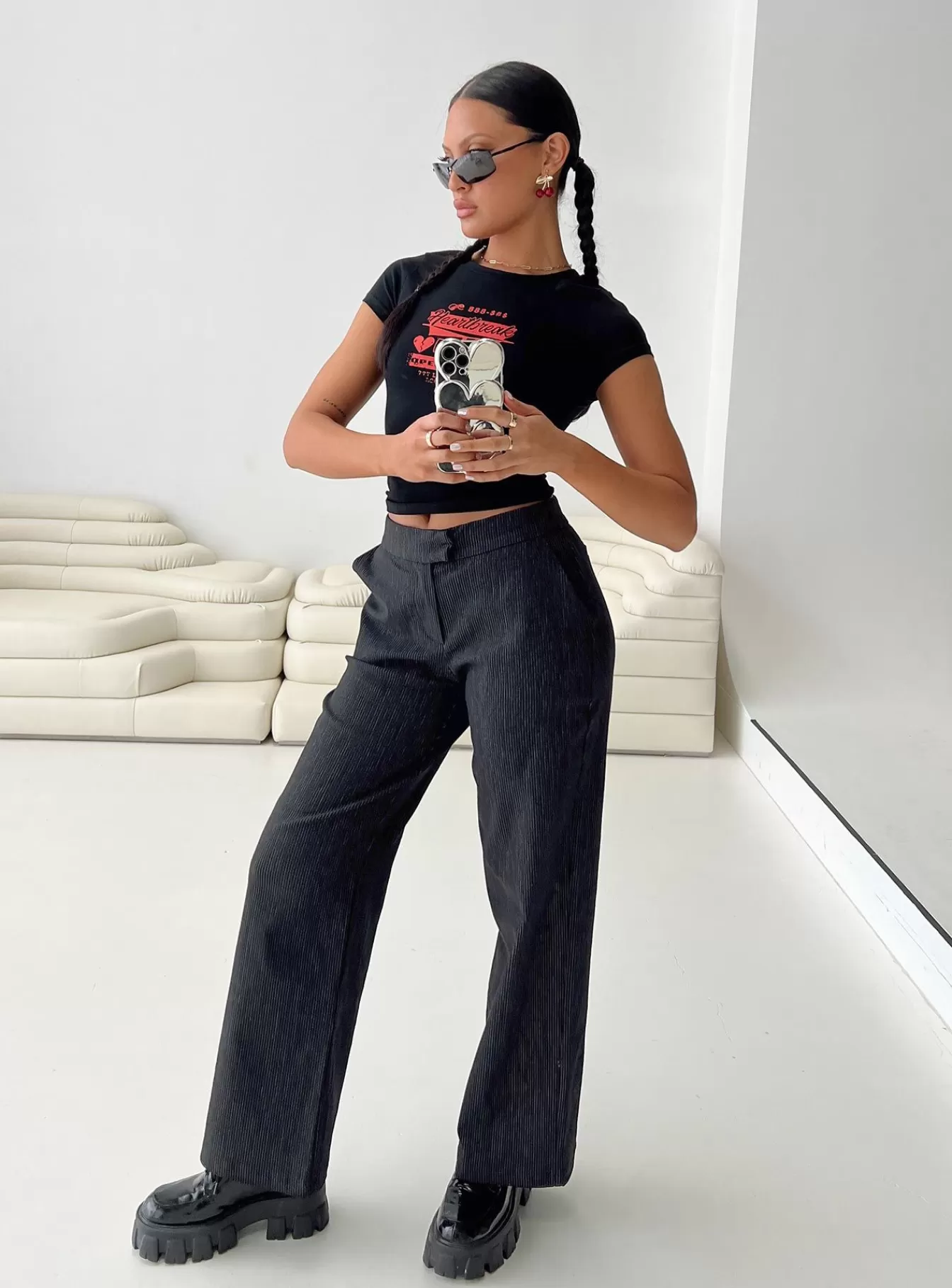 Princess Polly Pants | Jeller Pinstripe Pants Tall Black