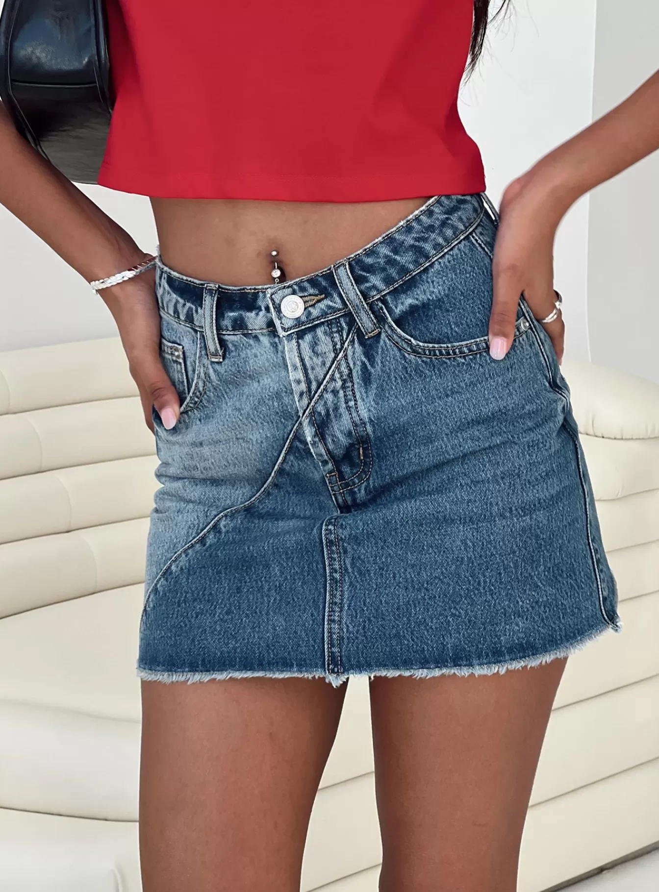 Princess Polly Skirts | Jellicoe Spliced Denim Skirt Multi Wash