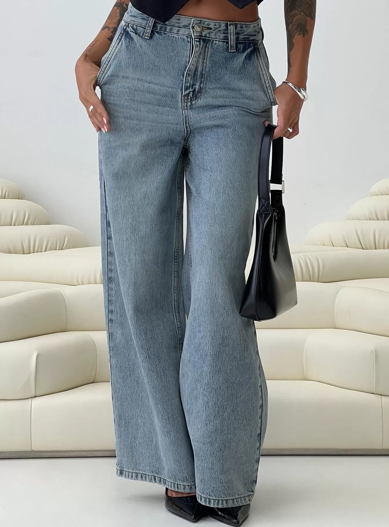 Princess Polly Jeans | Jewelz Wide Leg Jeans Light Wash