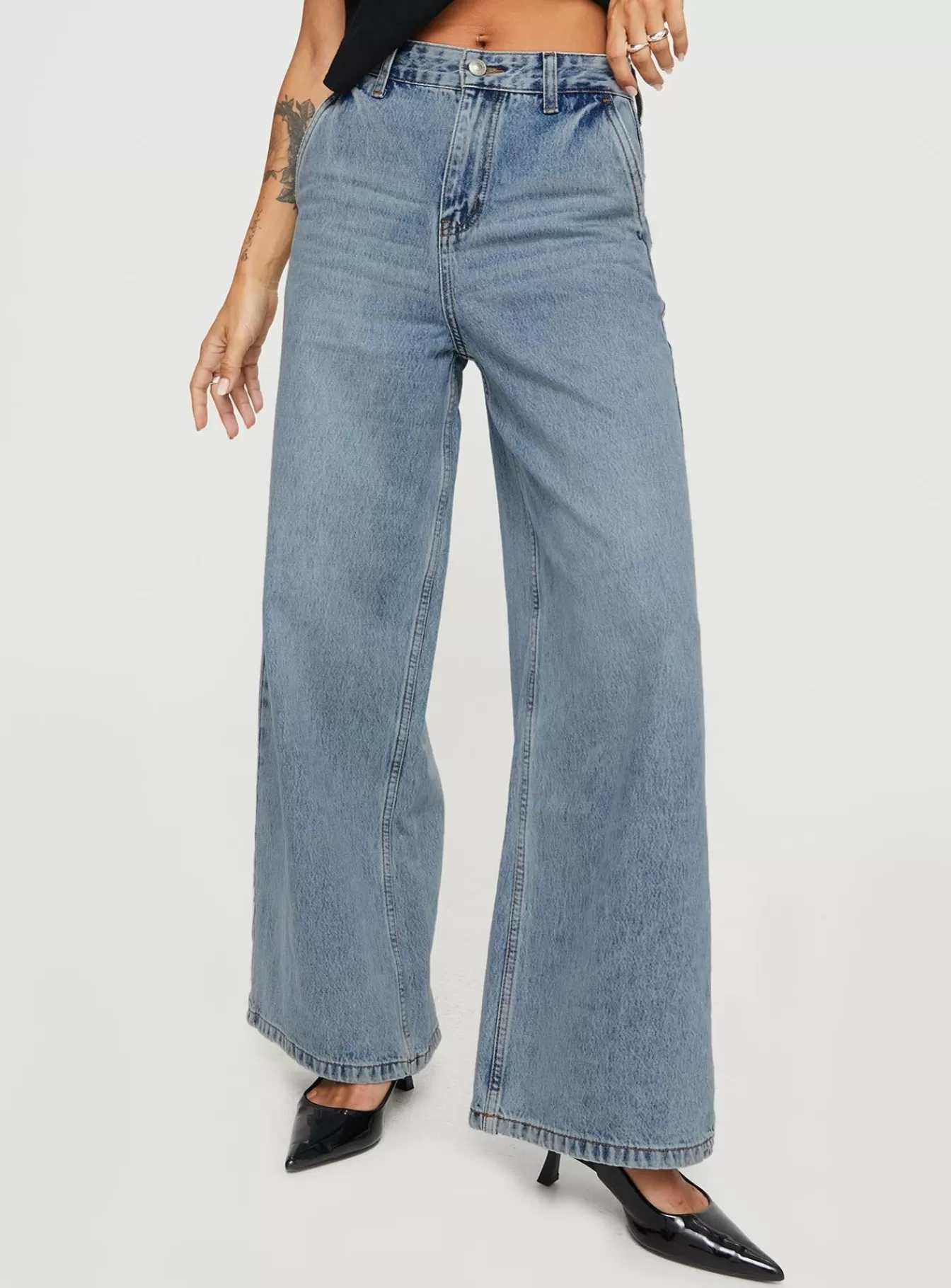Princess Polly Jeans | Jewelz Wide Leg Jeans Light Wash