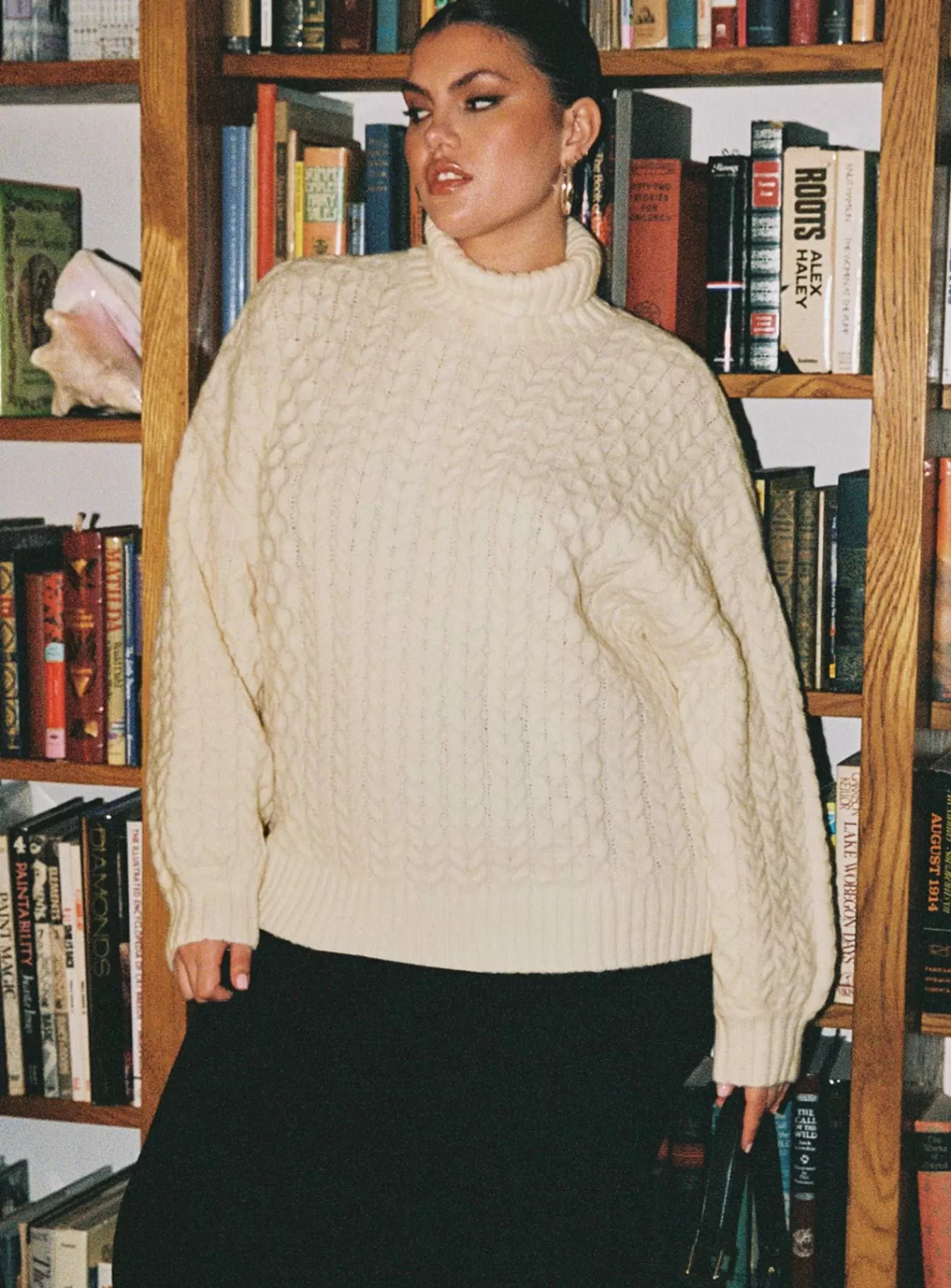 Princess Polly Knitted Sweaters | Judson Roll Neck Cable Knit Sweater Curve Cream