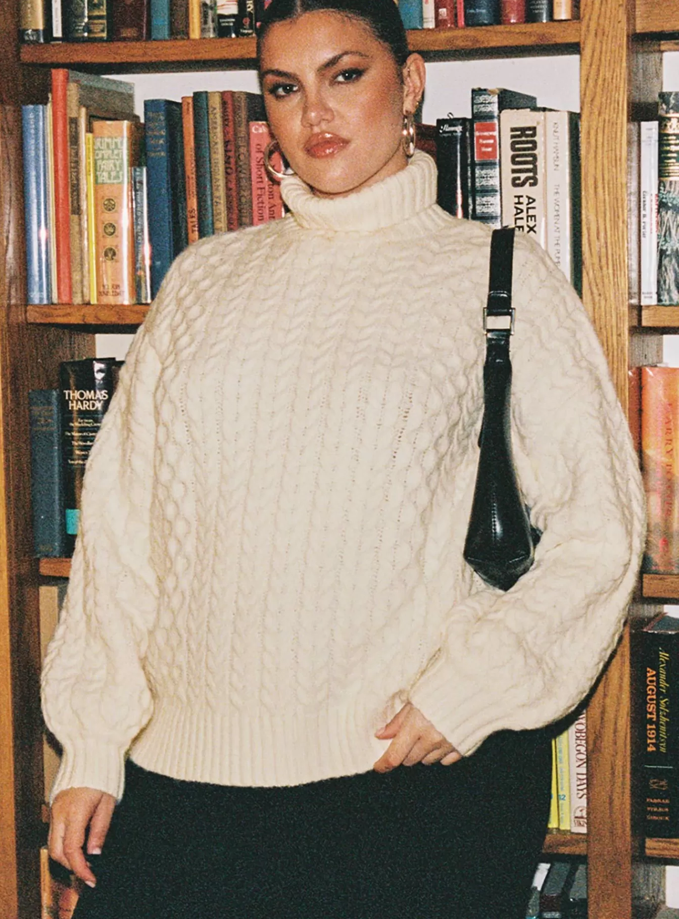 Princess Polly Knitted Sweaters | Judson Roll Neck Cable Knit Sweater Curve Cream