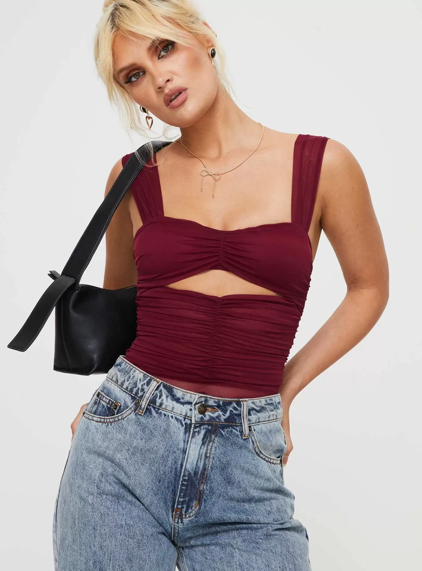 Princess Polly Bodysuits | Kalmia Bodysuit Burgundy