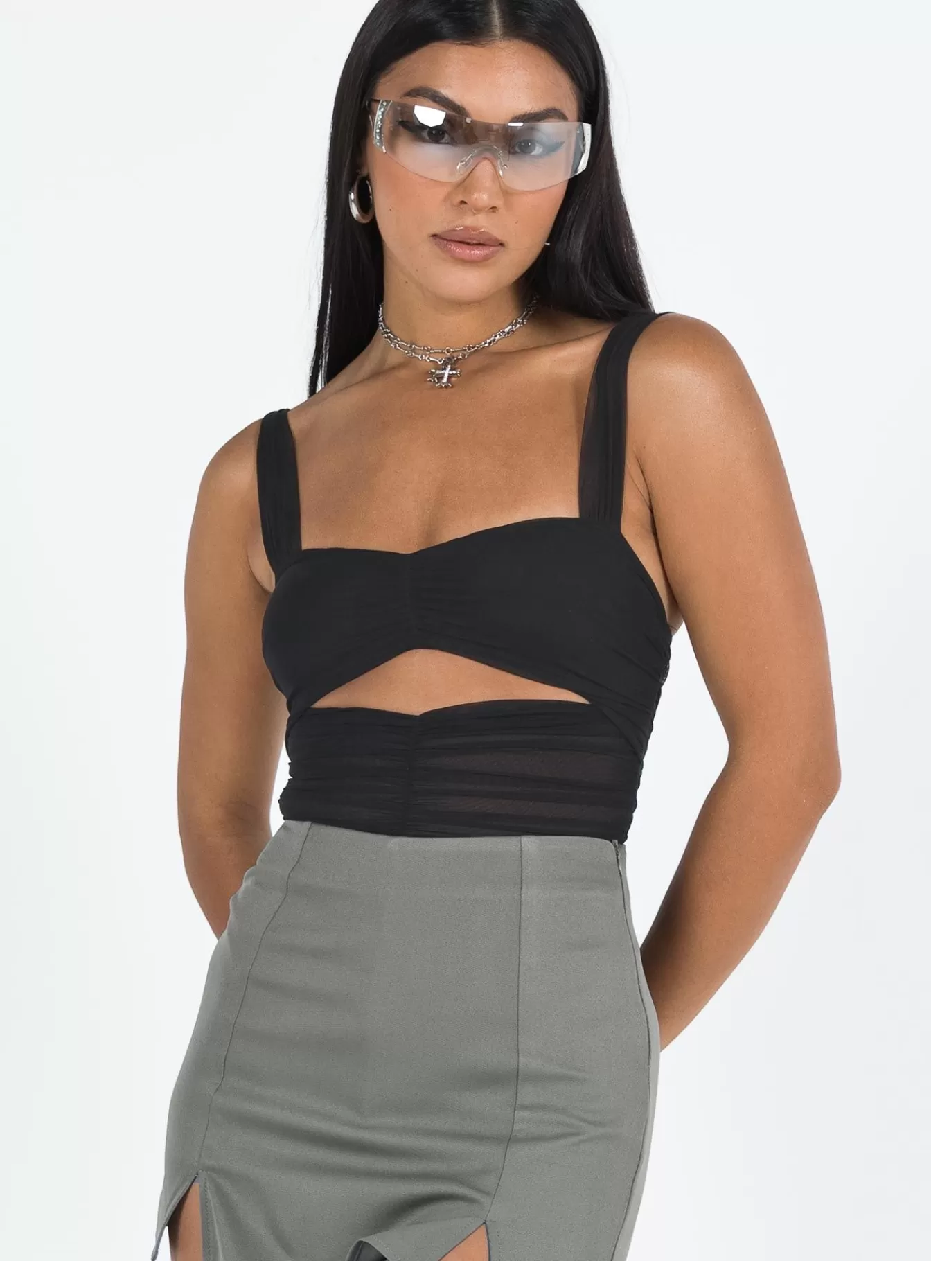 Princess Polly Party Tops | Kalmia Bodysuit Black