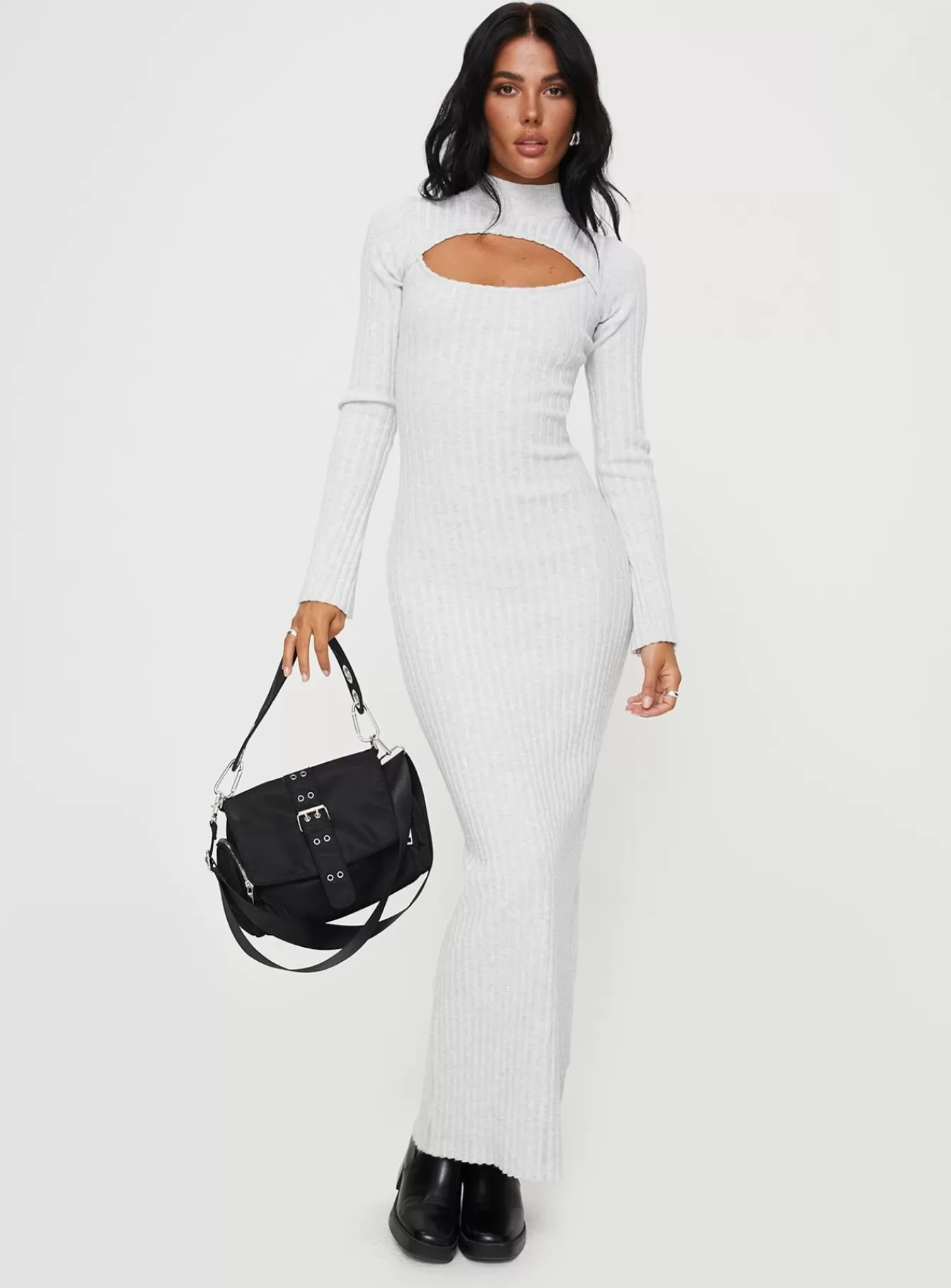 Princess Polly Maxi Dresses | Karia Long Sleeve Maxi Dress Grey
