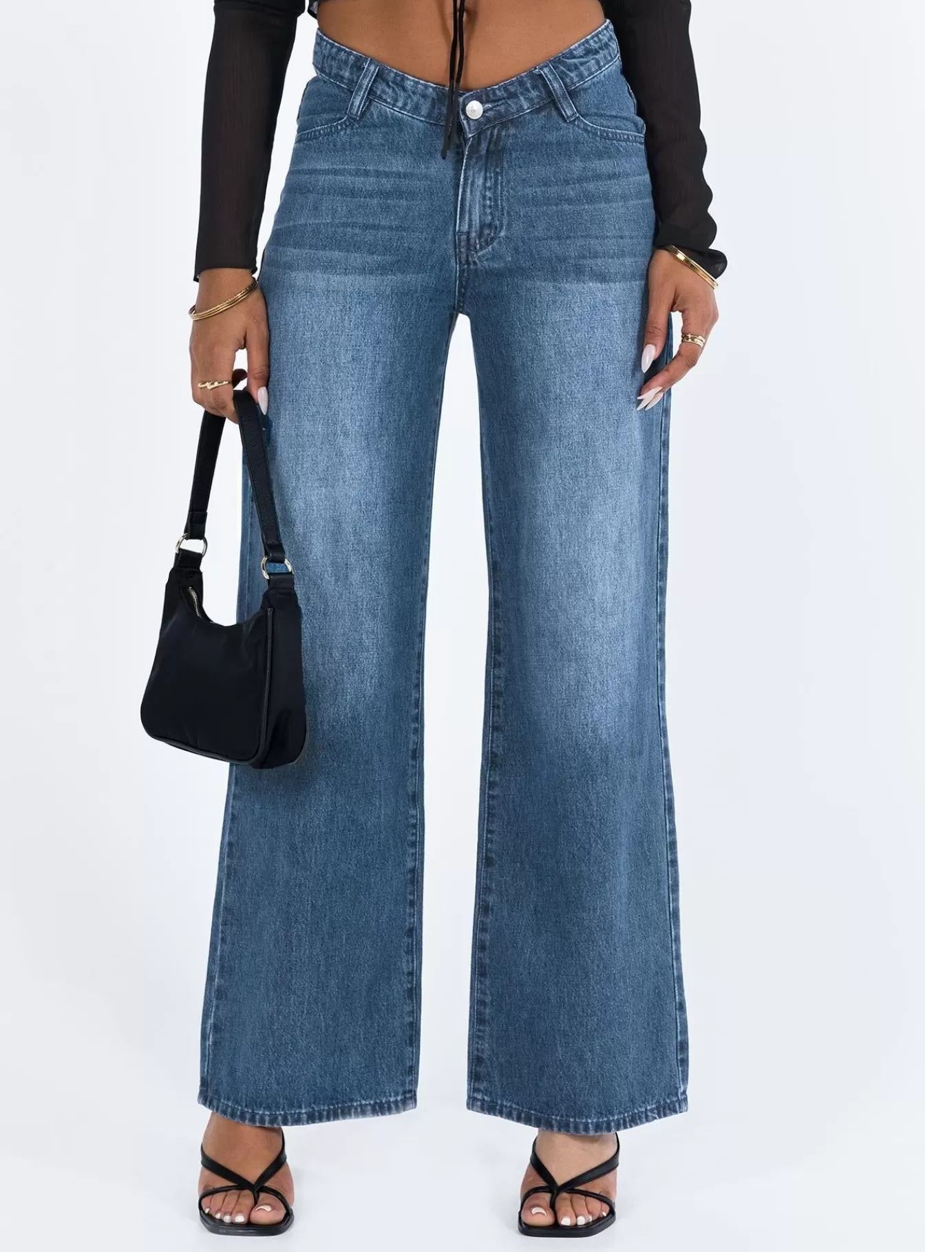 Princess Polly Jeans | Karol V-Waist Jeans Dark Wash Denim