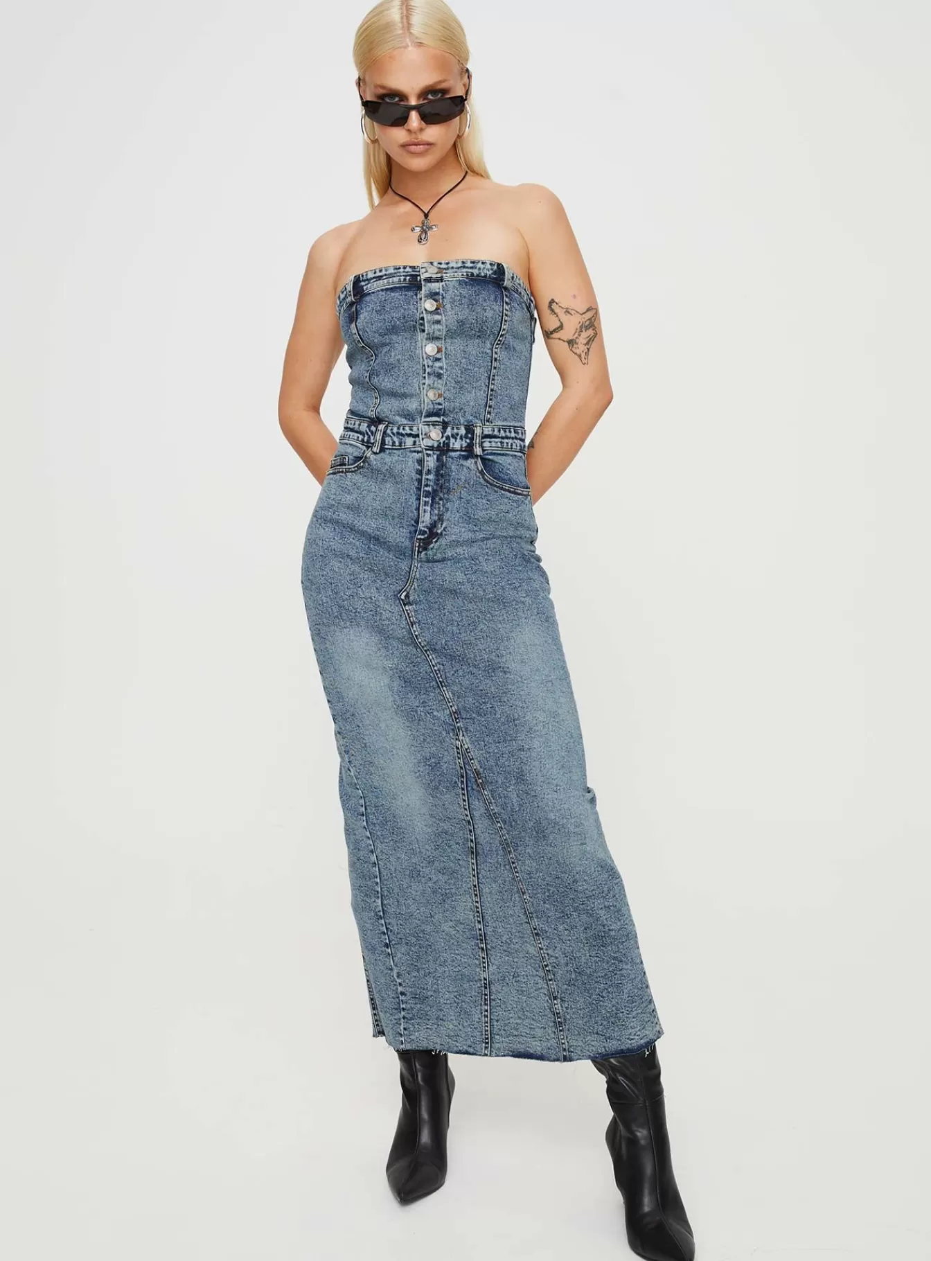 Princess Polly Maxi Dresses | Kasim Denim Maxi Dress Blue