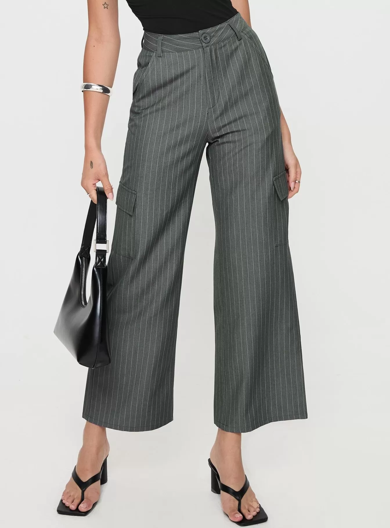 Princess Polly Pants | Katow Cargo Pants Grey Stripe