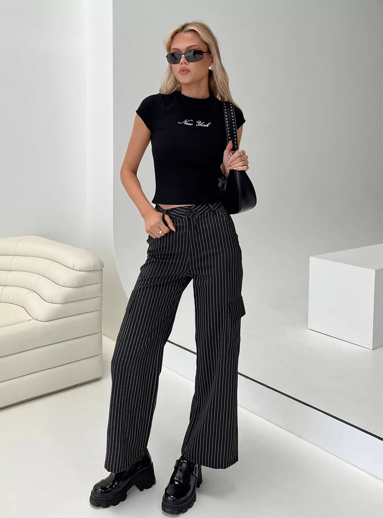 Princess Polly Pants | Katow Cargo Pants Black Stripe