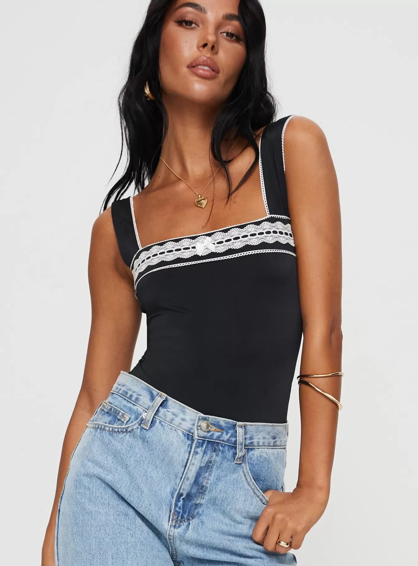 Princess Polly Party Tops | Keating Bodysuit Black