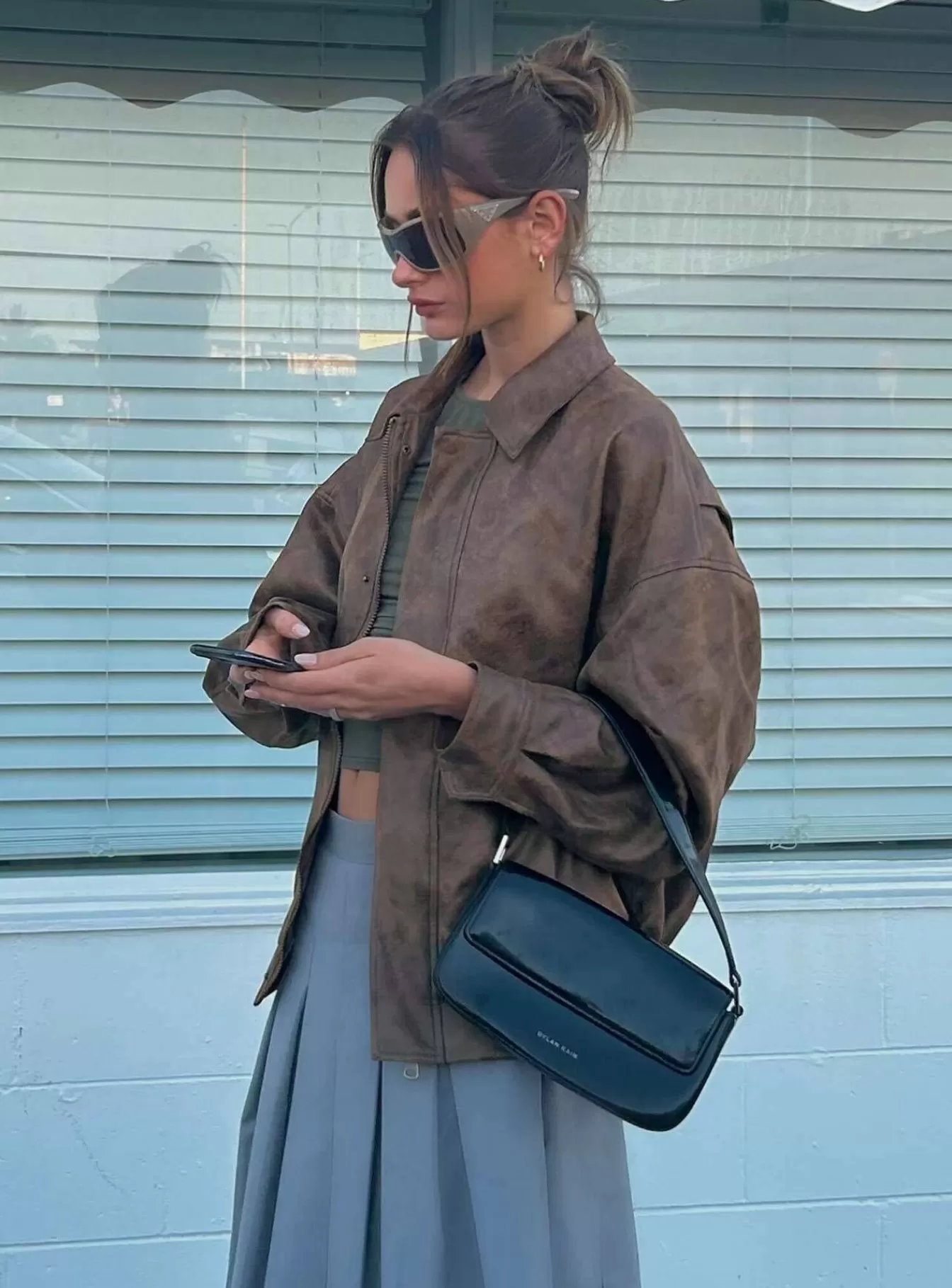 Princess Polly Leather Jackets | Kenny Bomber Chocolate