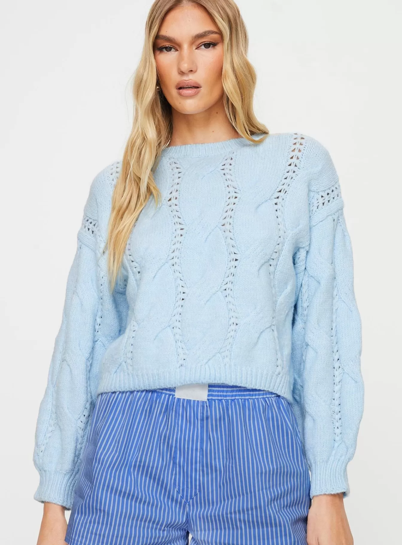 Princess Polly Knitted Sweaters | Keygan Cable Knit Sweater Blue