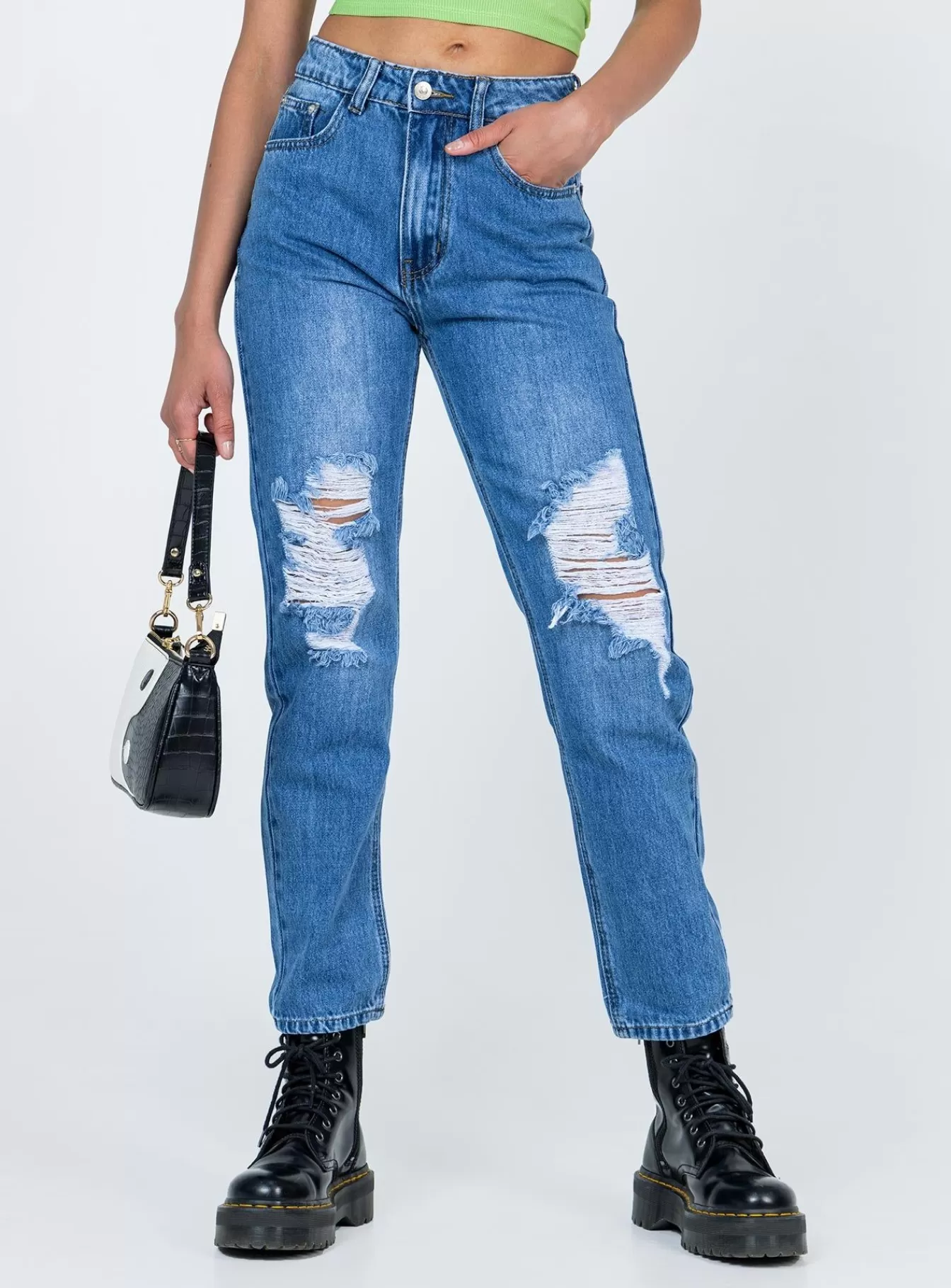 Princess Polly Jeans | Khaled Skinny Mid Wash Jeans Denim