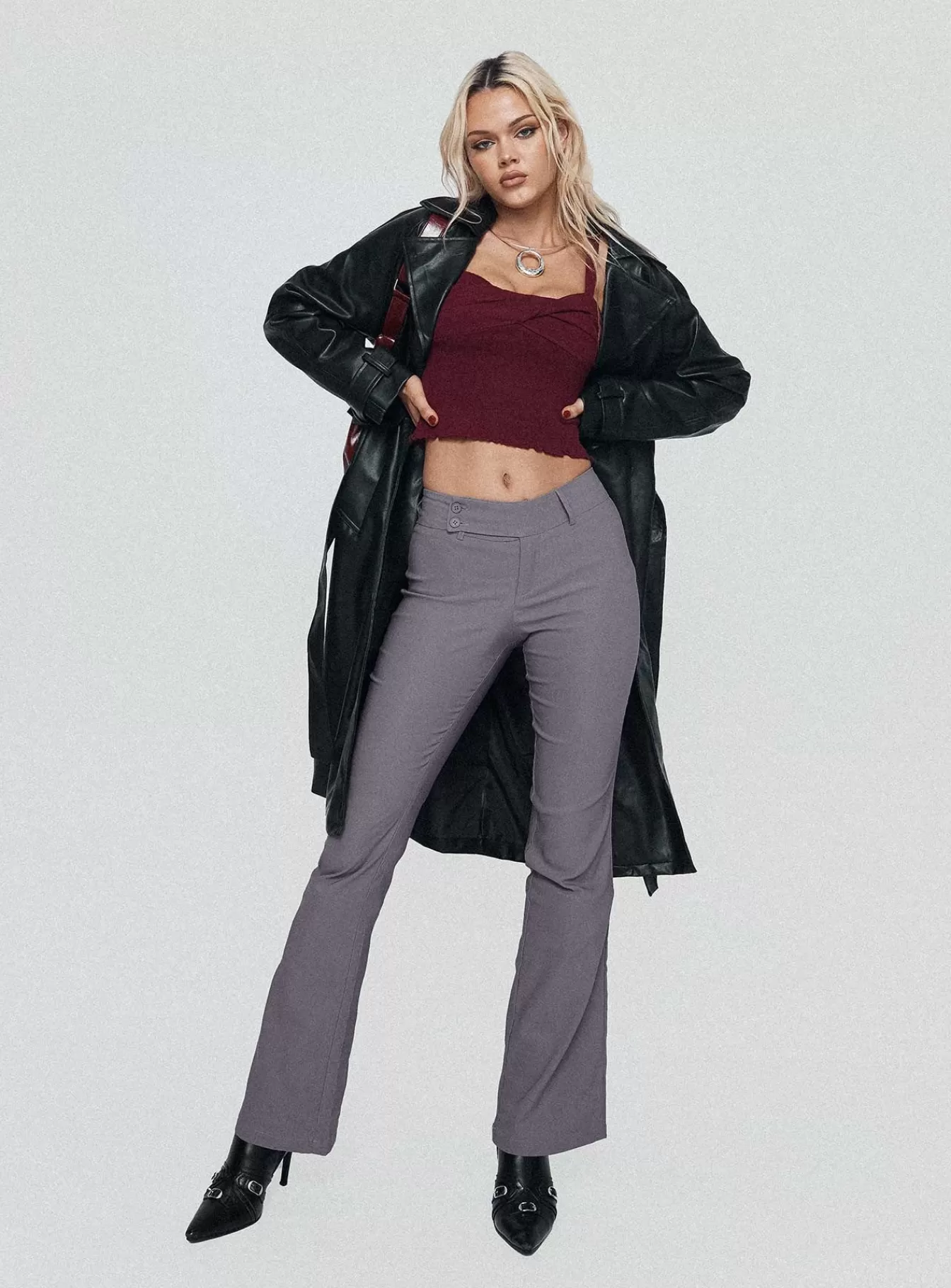 Princess Polly Pants | Kinkirk Flared Pants Grey