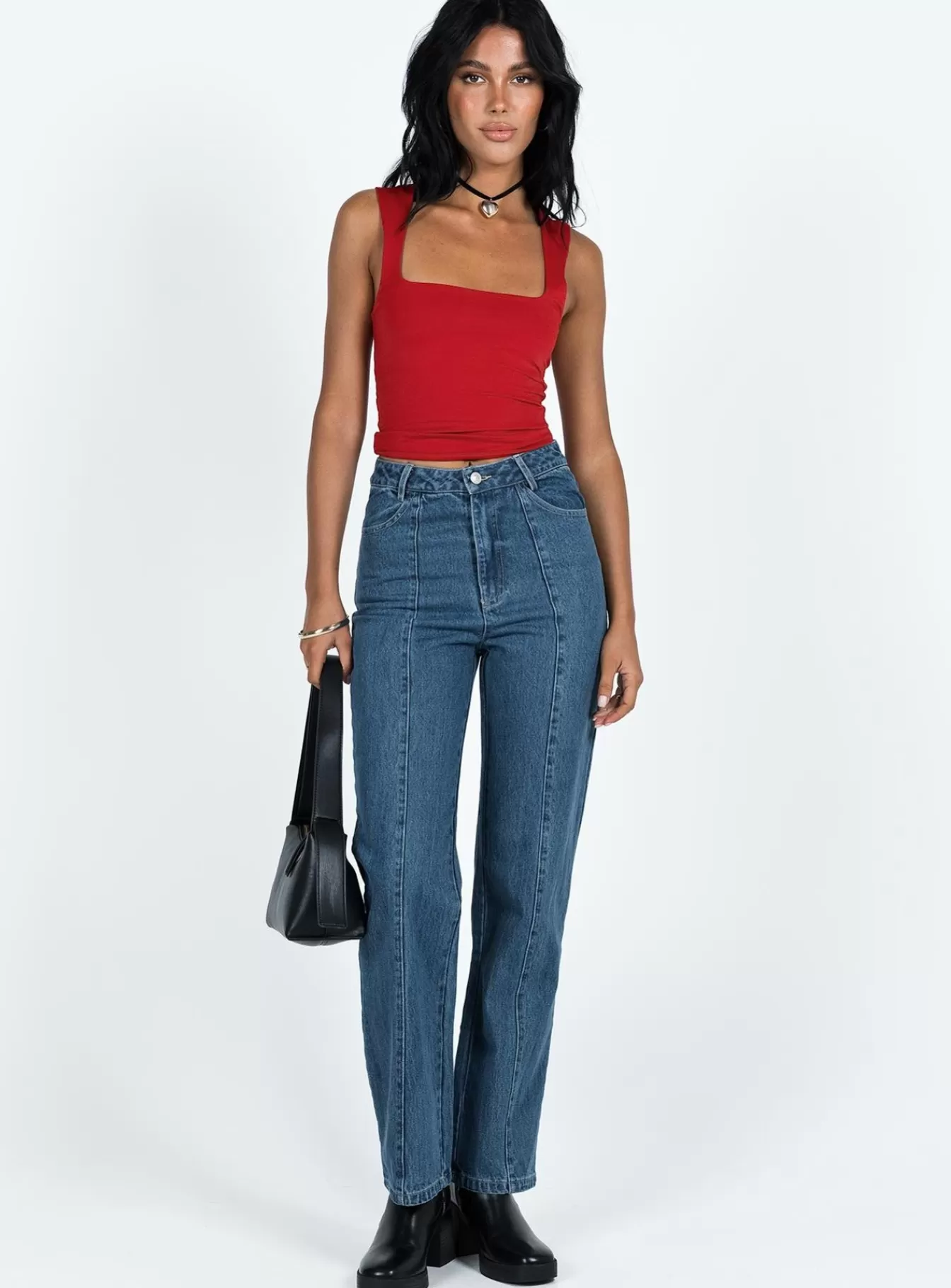 Princess Polly Jeans | Kirk Straight Leg Jeans Dark Wash Denim