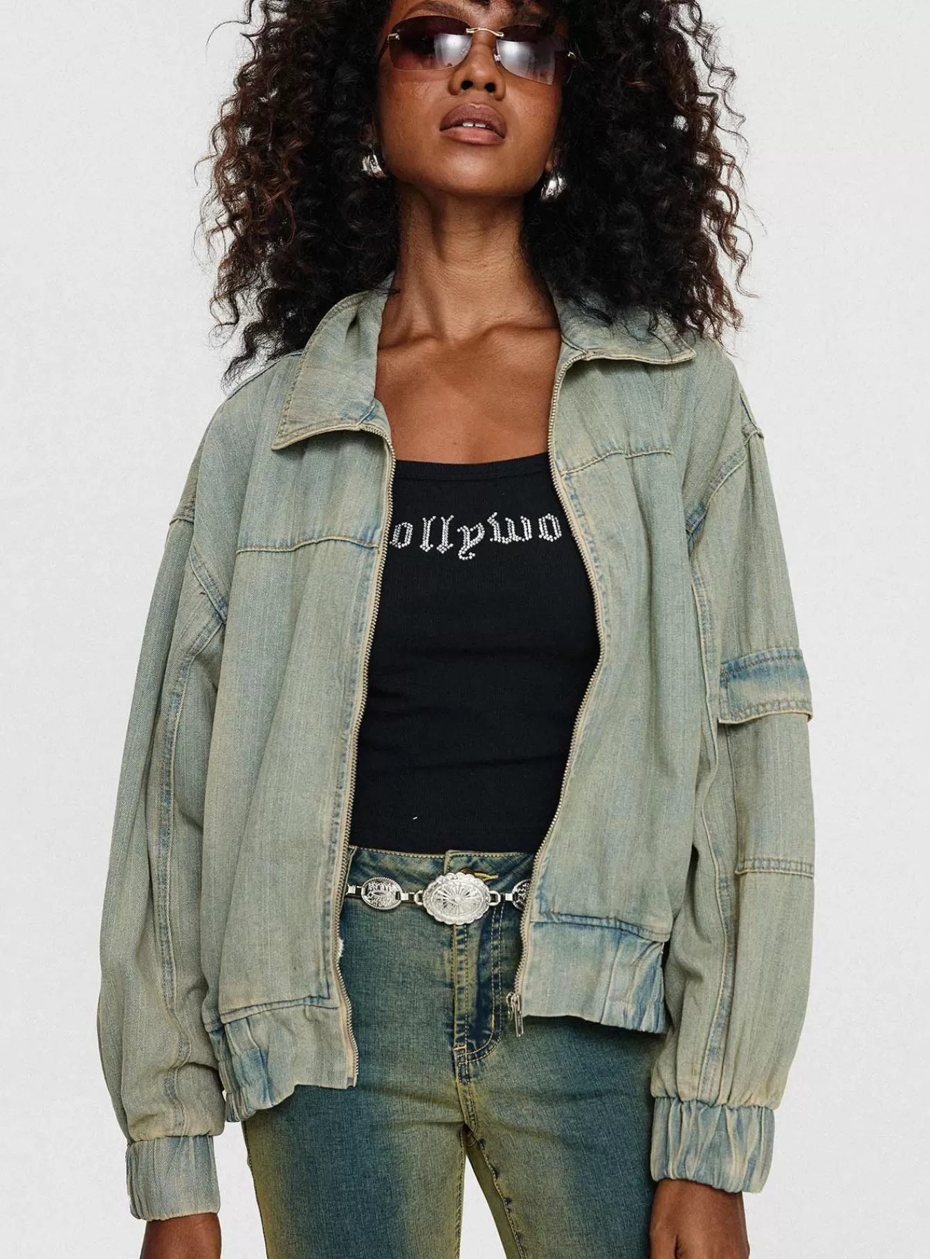 Princess Polly Denim Jackets | Korbin Denim Bomber Jacket Antique Wash