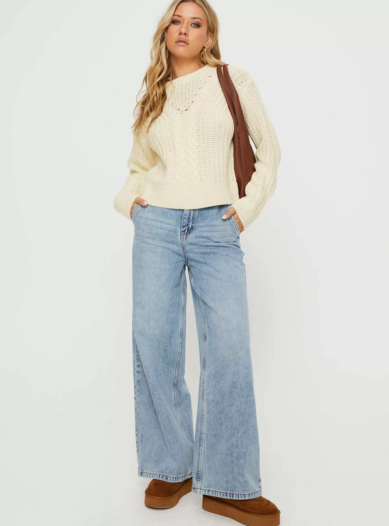 Princess Polly Knitted Sweaters | Kynlee Cable Knit Sweater Cream