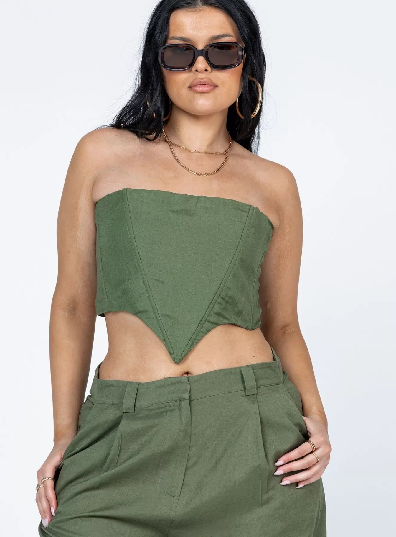 Princess Polly Corsets & Bustiers | La Quinta Tube Top Khaki
