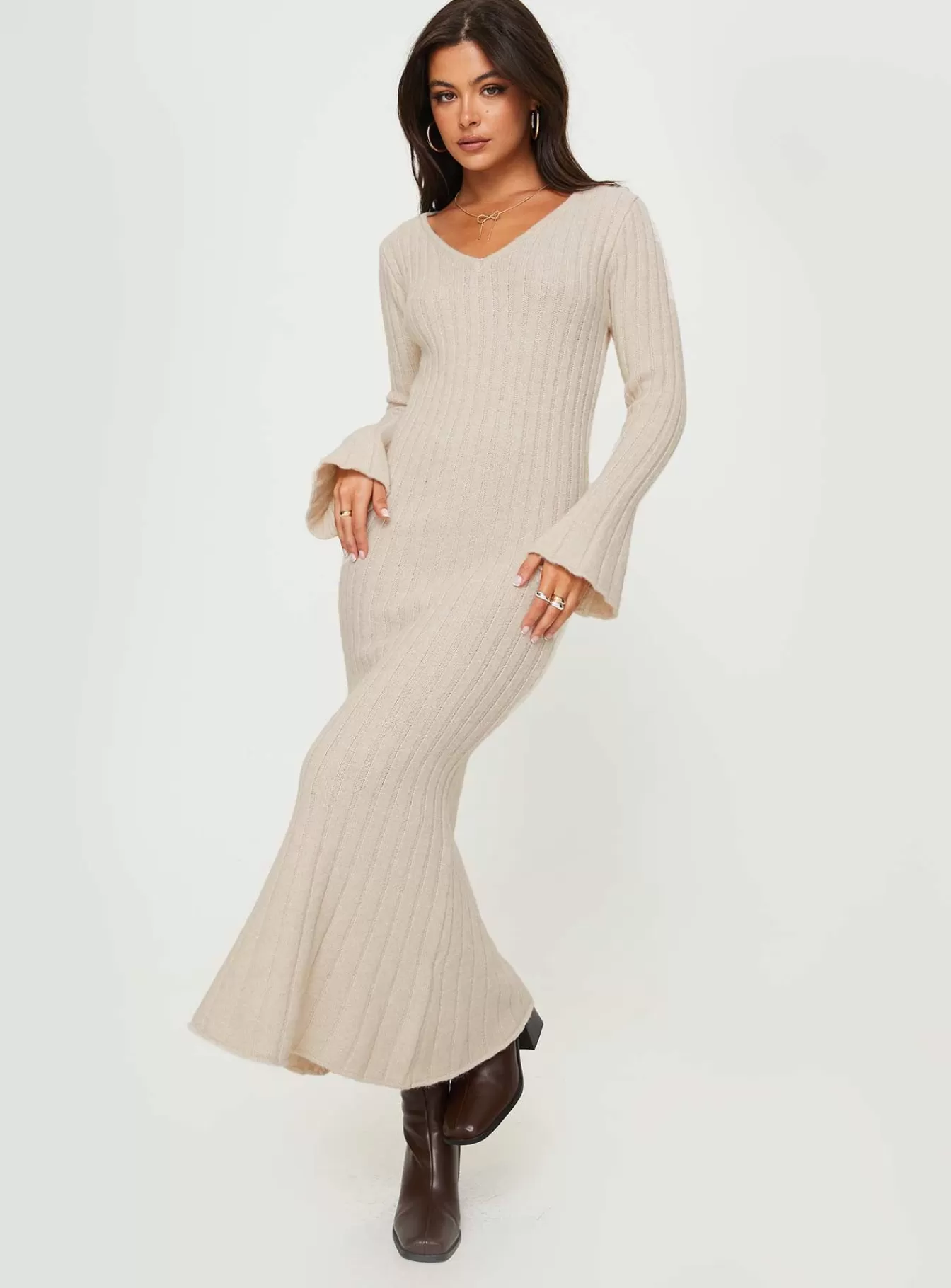 Princess Polly Maxi Dresses | Larne Long Sleeve Maxi Dress Beige