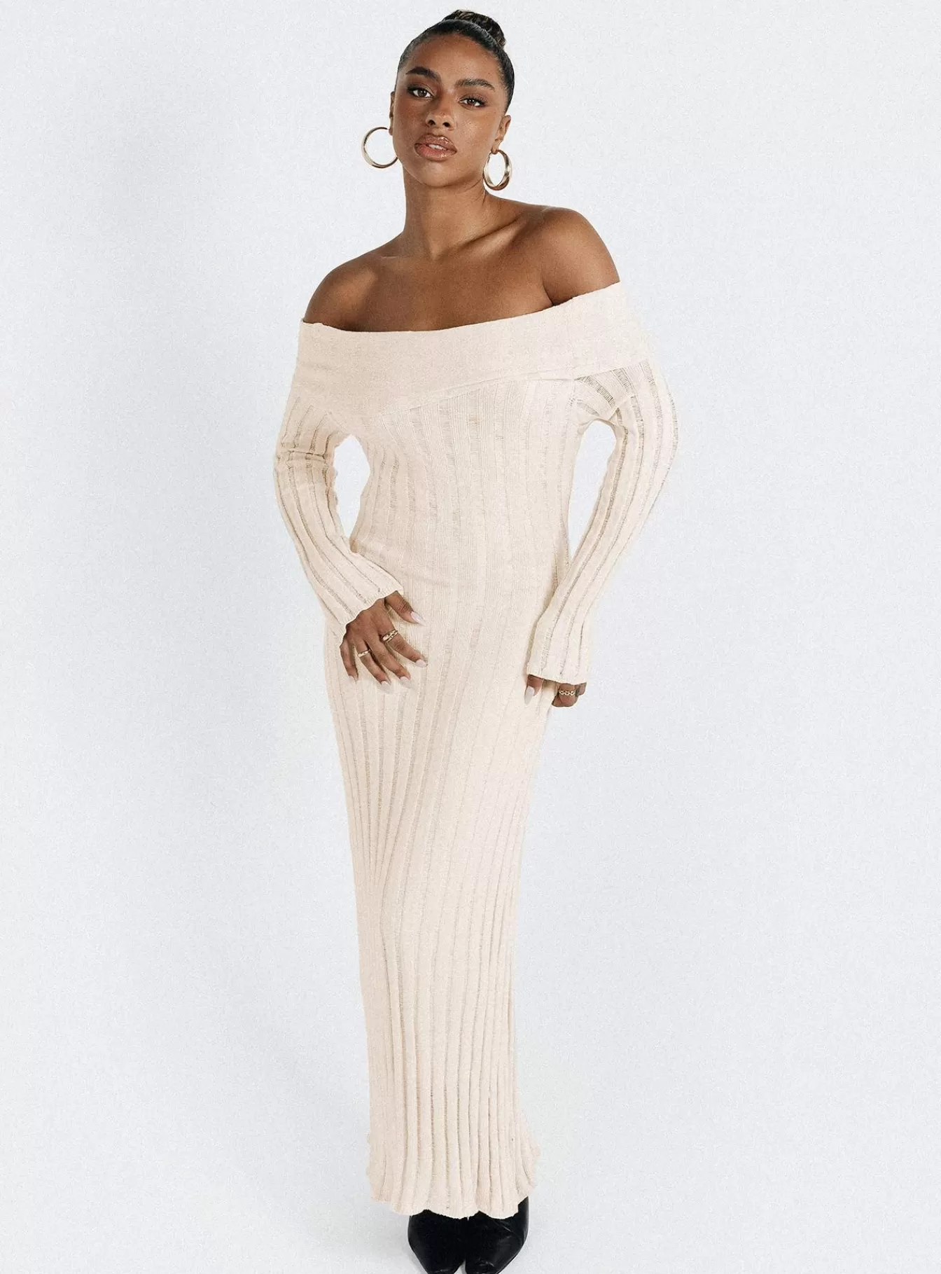 Princess Polly Maxi Dresses | Lefler Off The Shoulder Maxi Dress Beige