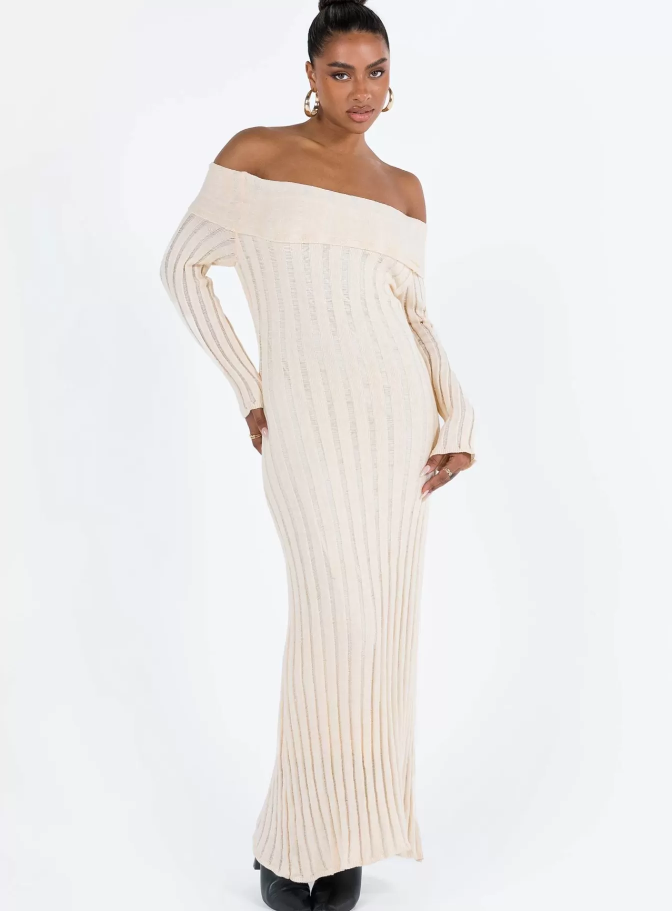 Princess Polly Maxi Dresses | Lefler Off The Shoulder Maxi Dress Beige