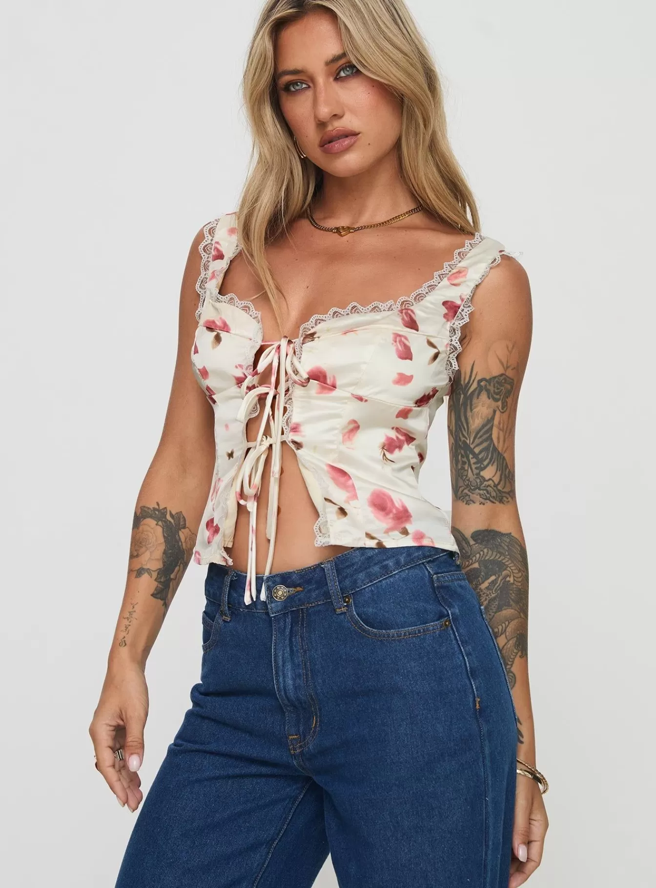 Princess Polly Crop Tops | Lemon Tree Top White / Pink