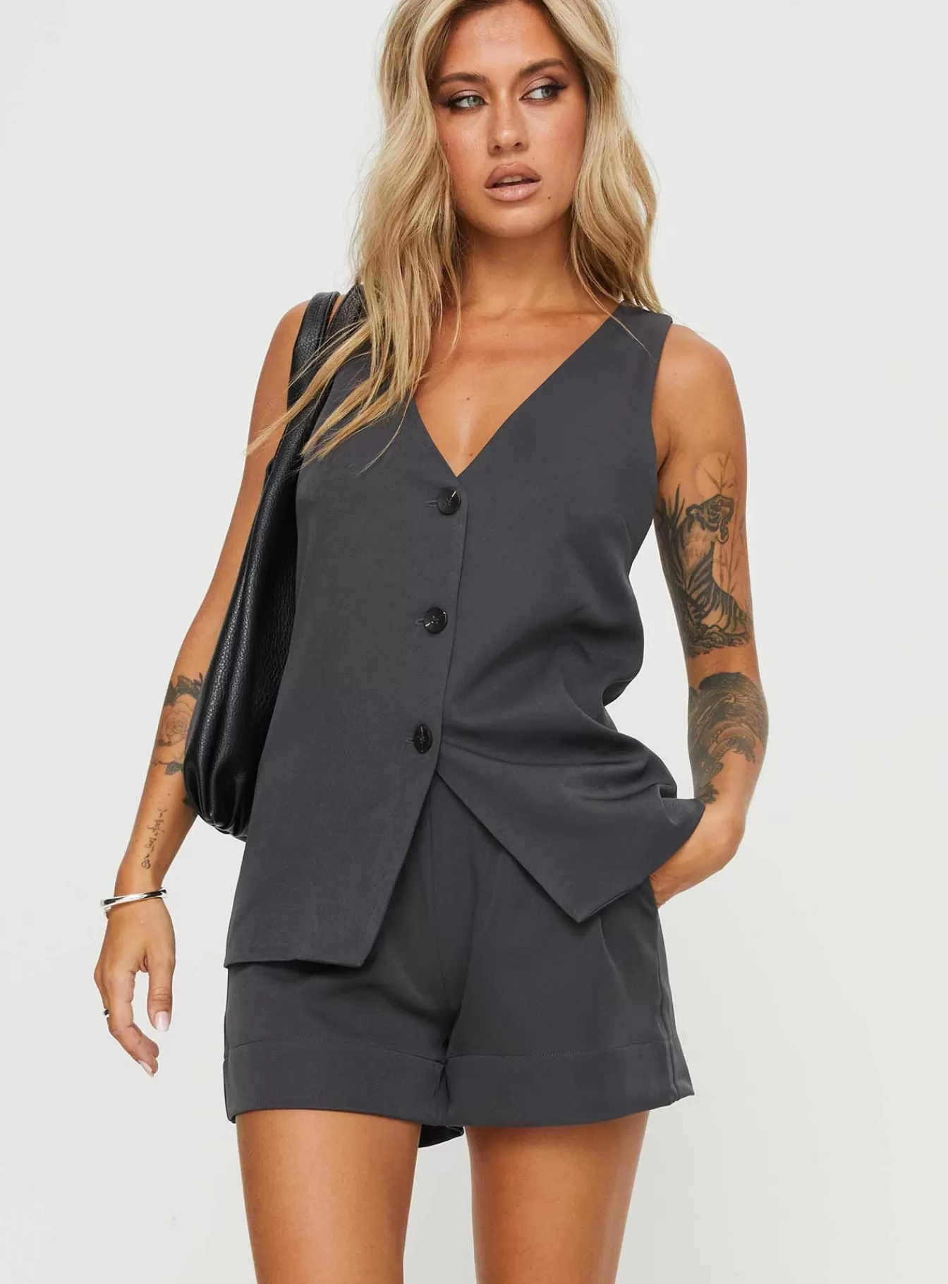 Princess Polly Shorts | Lesky Set Grey