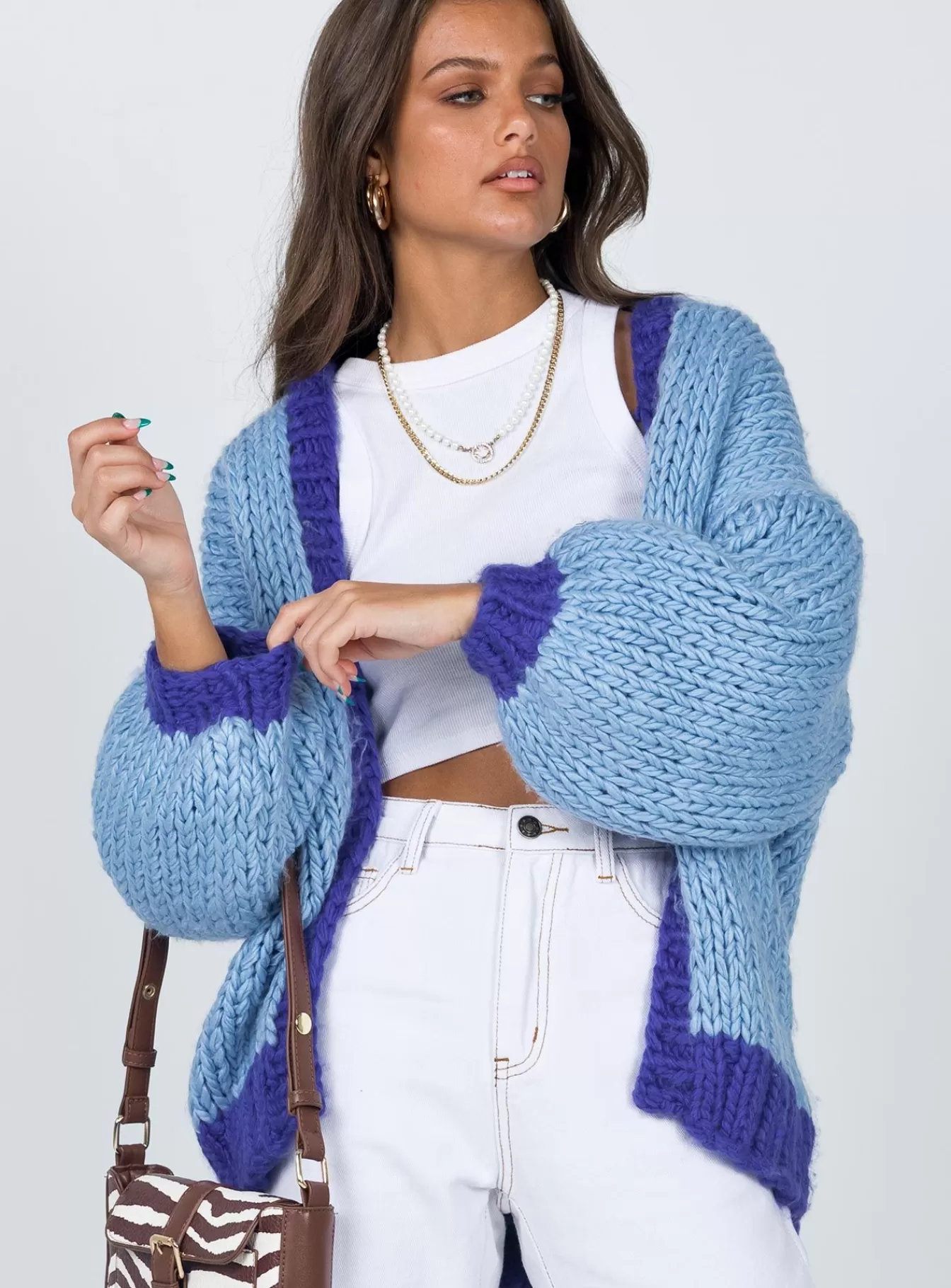 Princess Polly Knitted Sweaters | Lester Knit Cardigan Blue