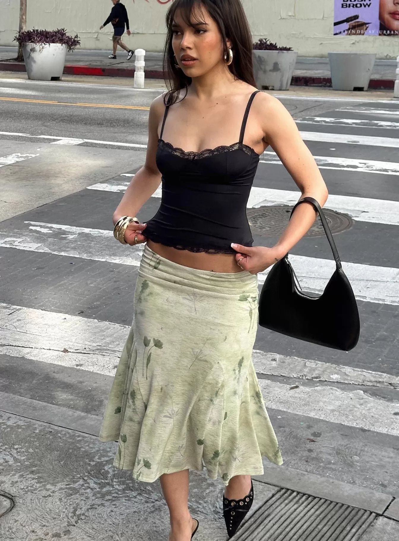 Princess Polly Skirts | Lewish Low Rise Midi Skirt Green Floral