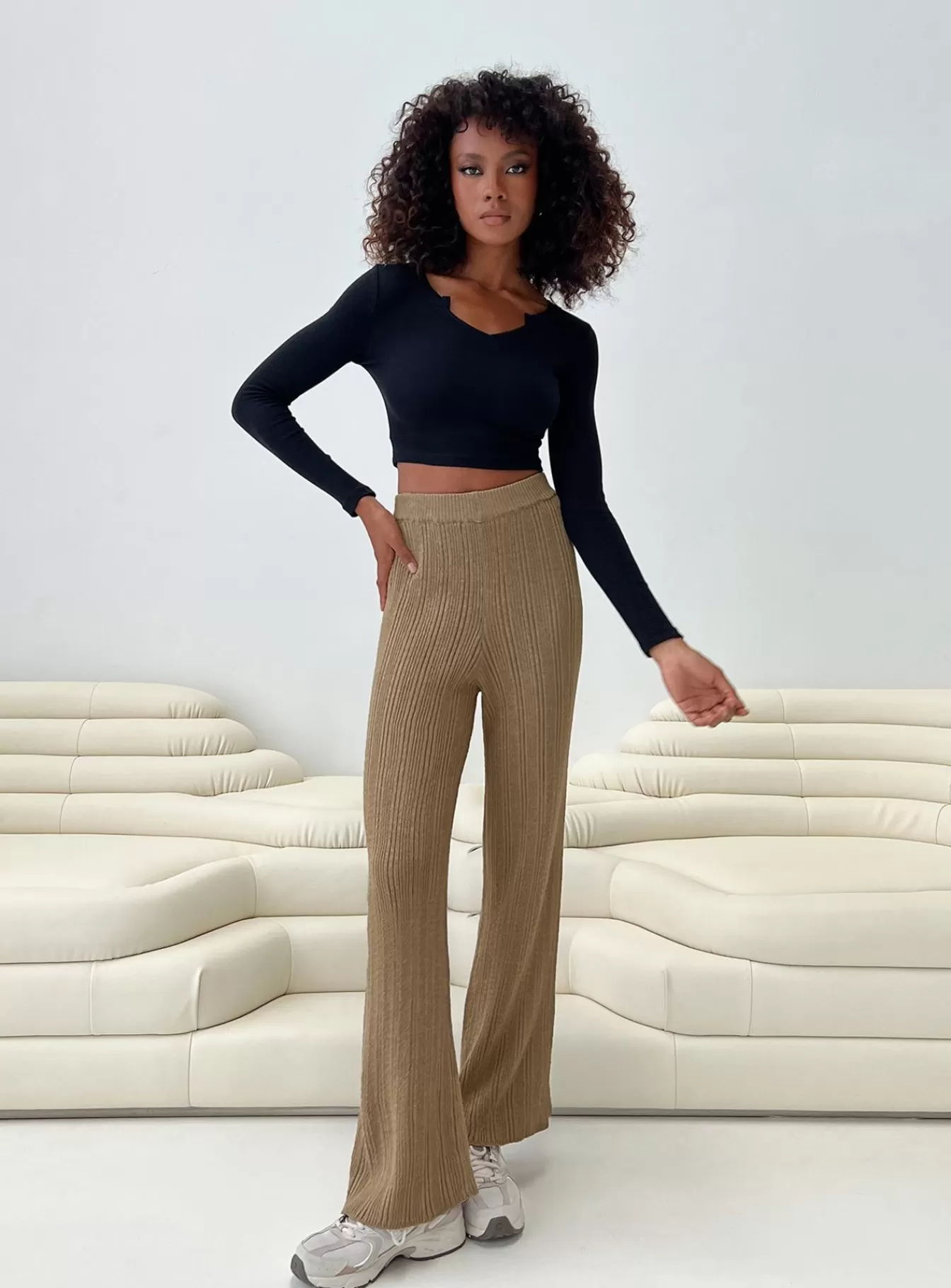 Princess Polly Pants | Lexie Knit Pants Beige Marle