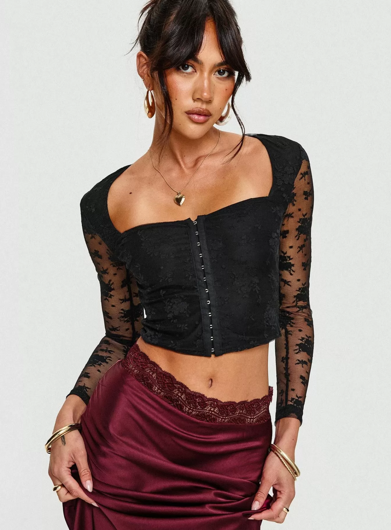 Princess Polly Long Sleeve Tops | Lilting Long Sleeve Top Black