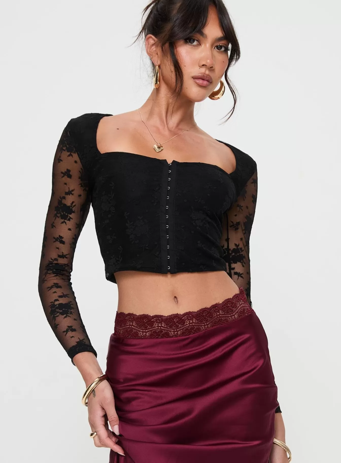 Princess Polly Long Sleeve Tops | Lilting Long Sleeve Top Black