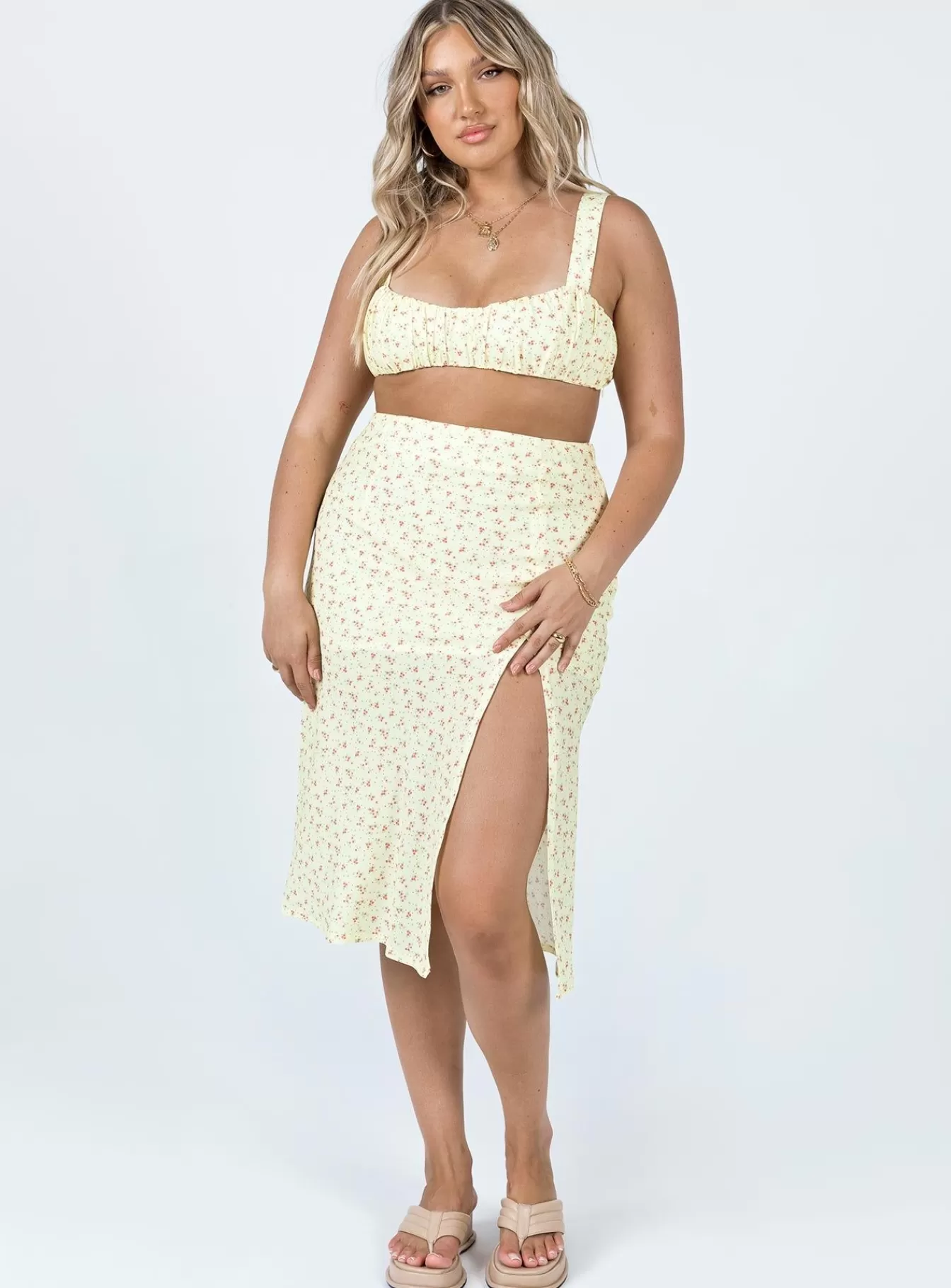 Princess Polly Crop Tops | Lily Set Yellow Floral