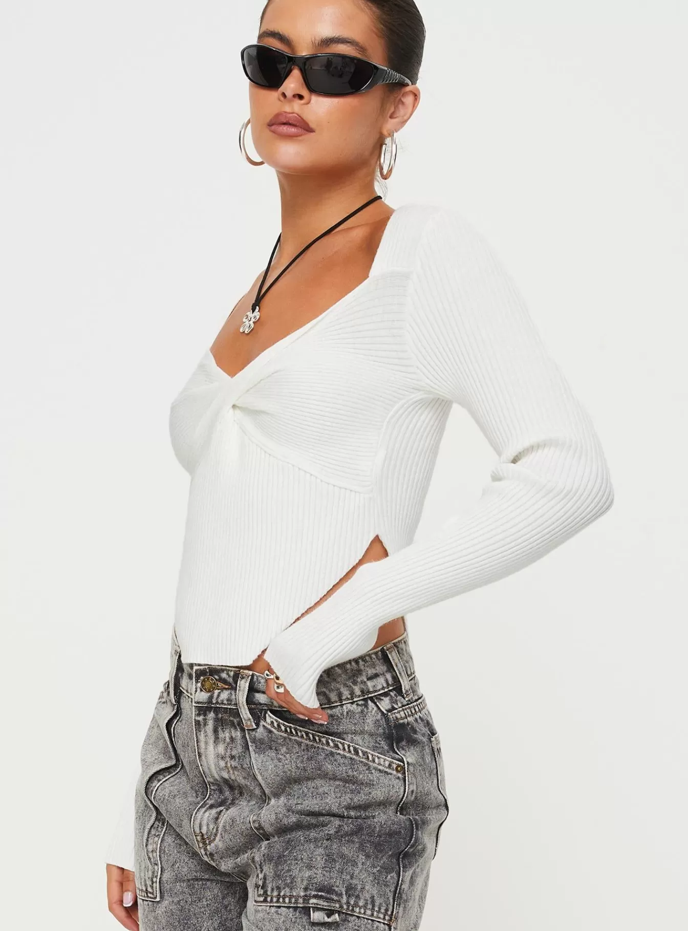 Princess Polly Long Sleeve Tops | Listette Long Sleeve Top White