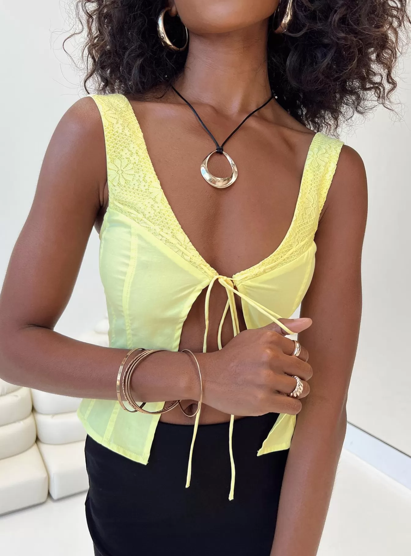 Princess Polly Party Tops | Little Lambs Top Lemon