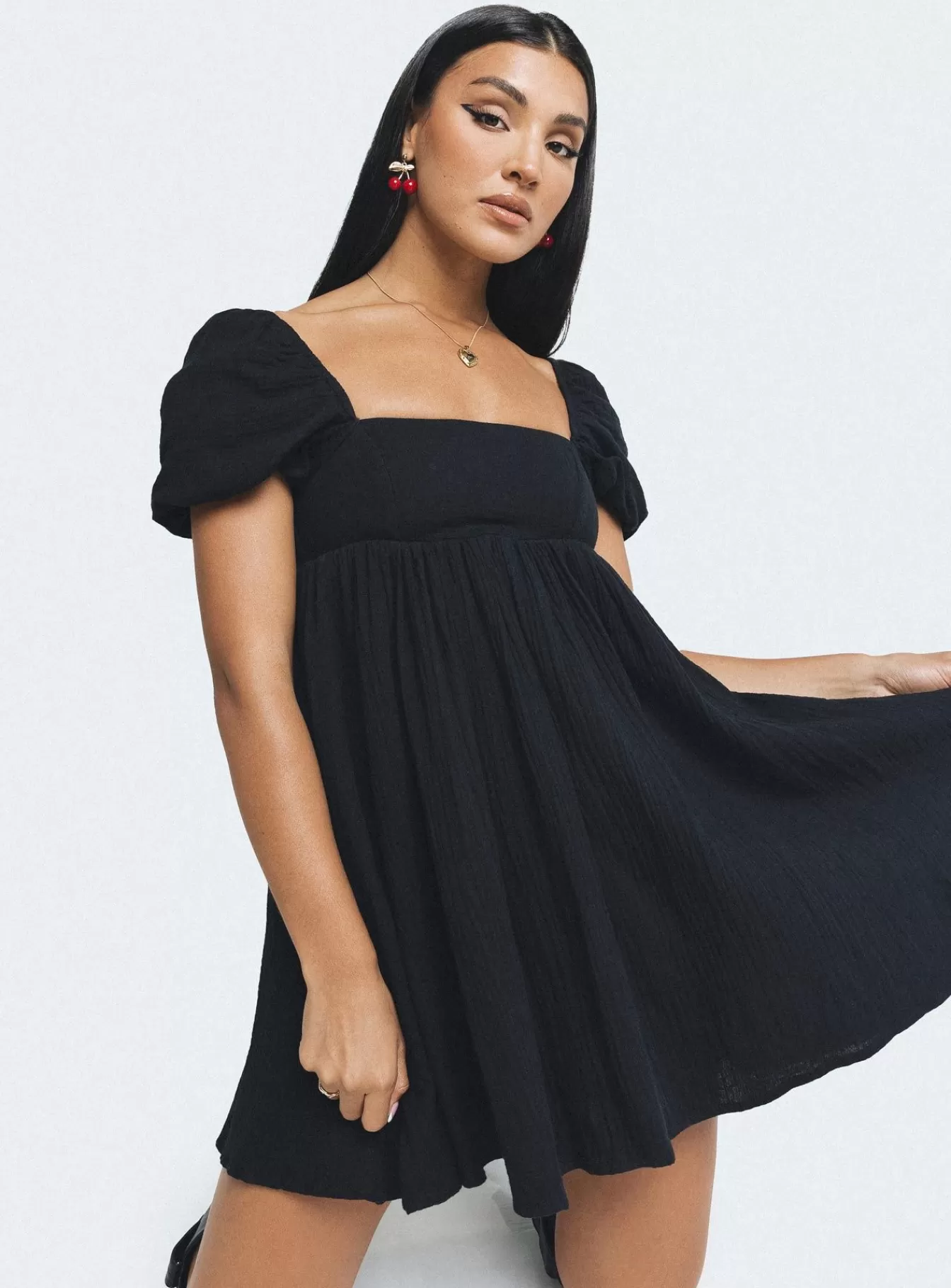 Princess Polly Mini Dresses | Lorna Short Sleeve Mini Dress Black