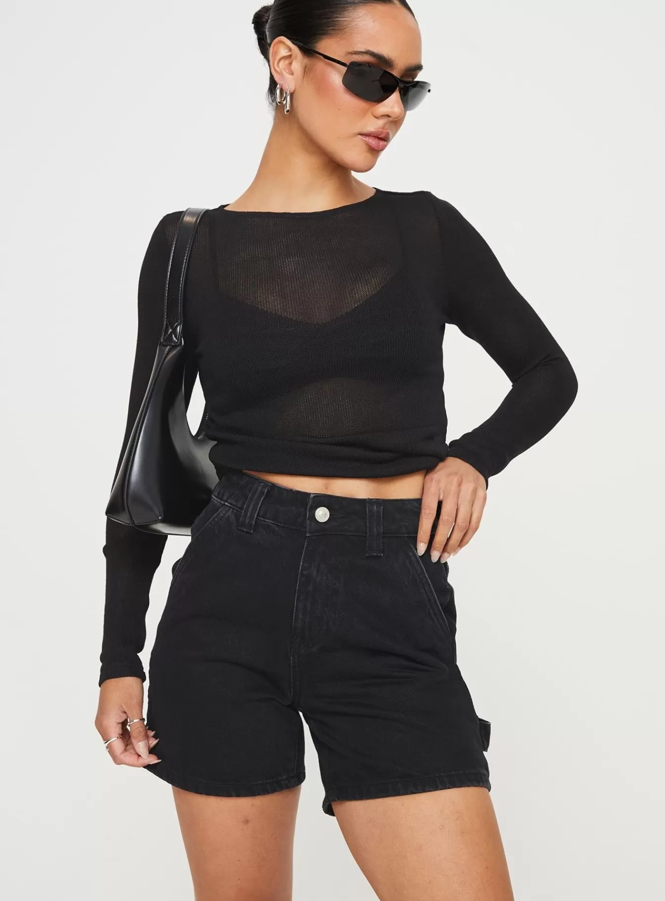 Princess Polly Shorts | Lou Carpenter Denim Shorts Black