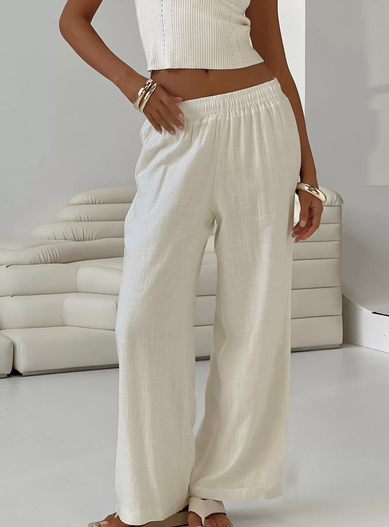 Princess Polly Pants | Louis Linen Blend Pants Off White