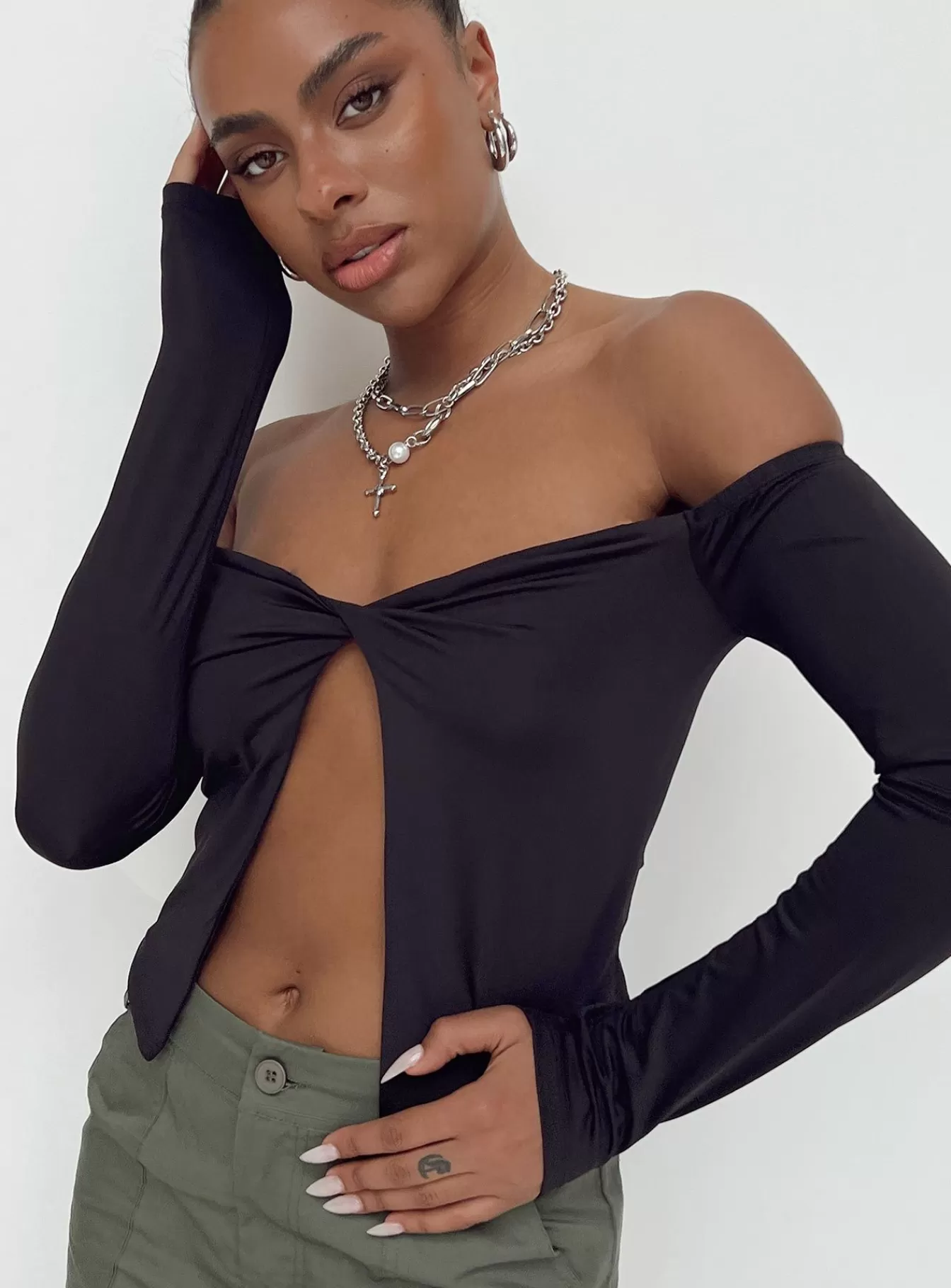 Princess Polly Long Sleeve Tops | Lytton Top Black