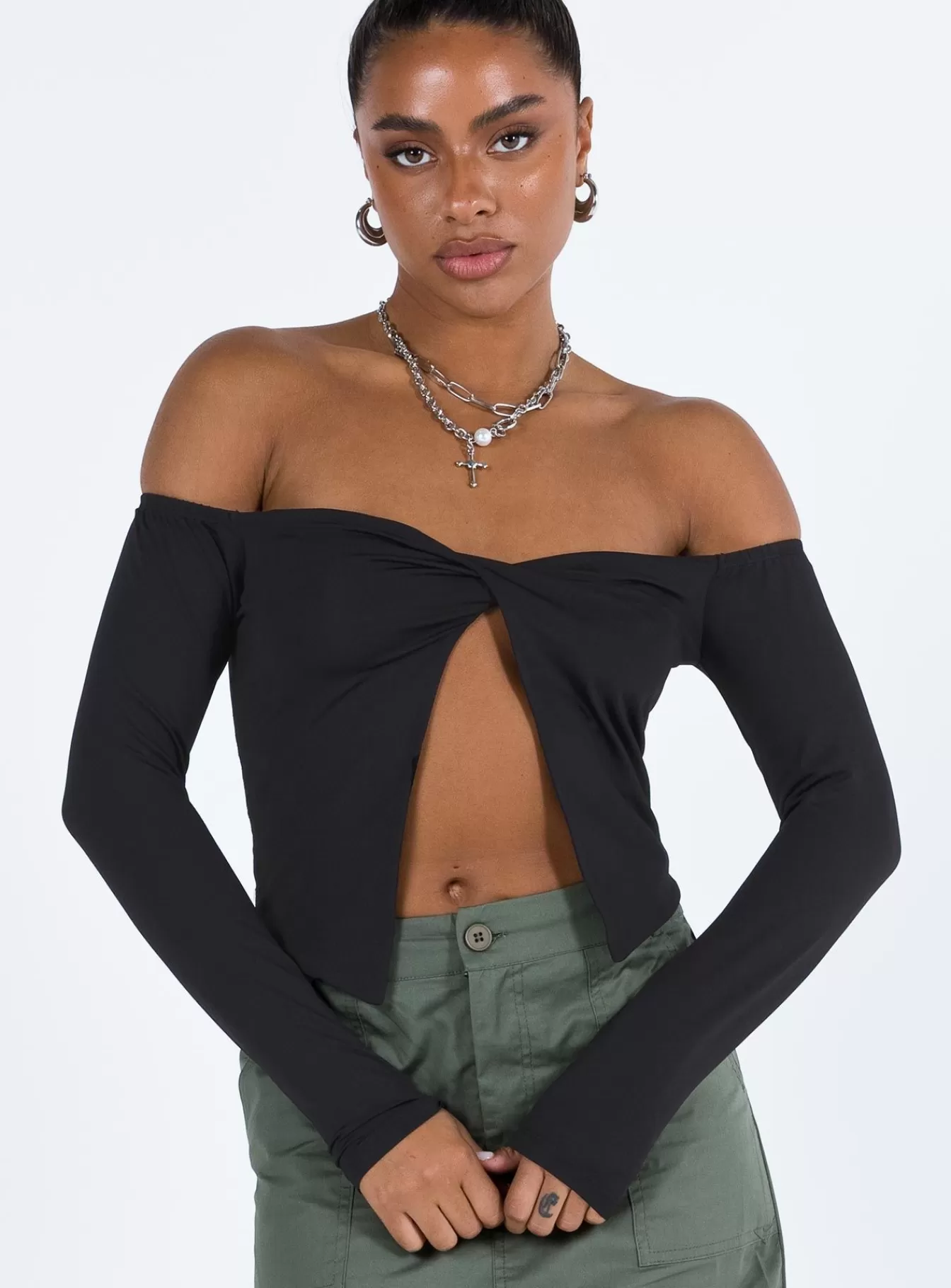 Princess Polly Long Sleeve Tops | Lytton Top Black
