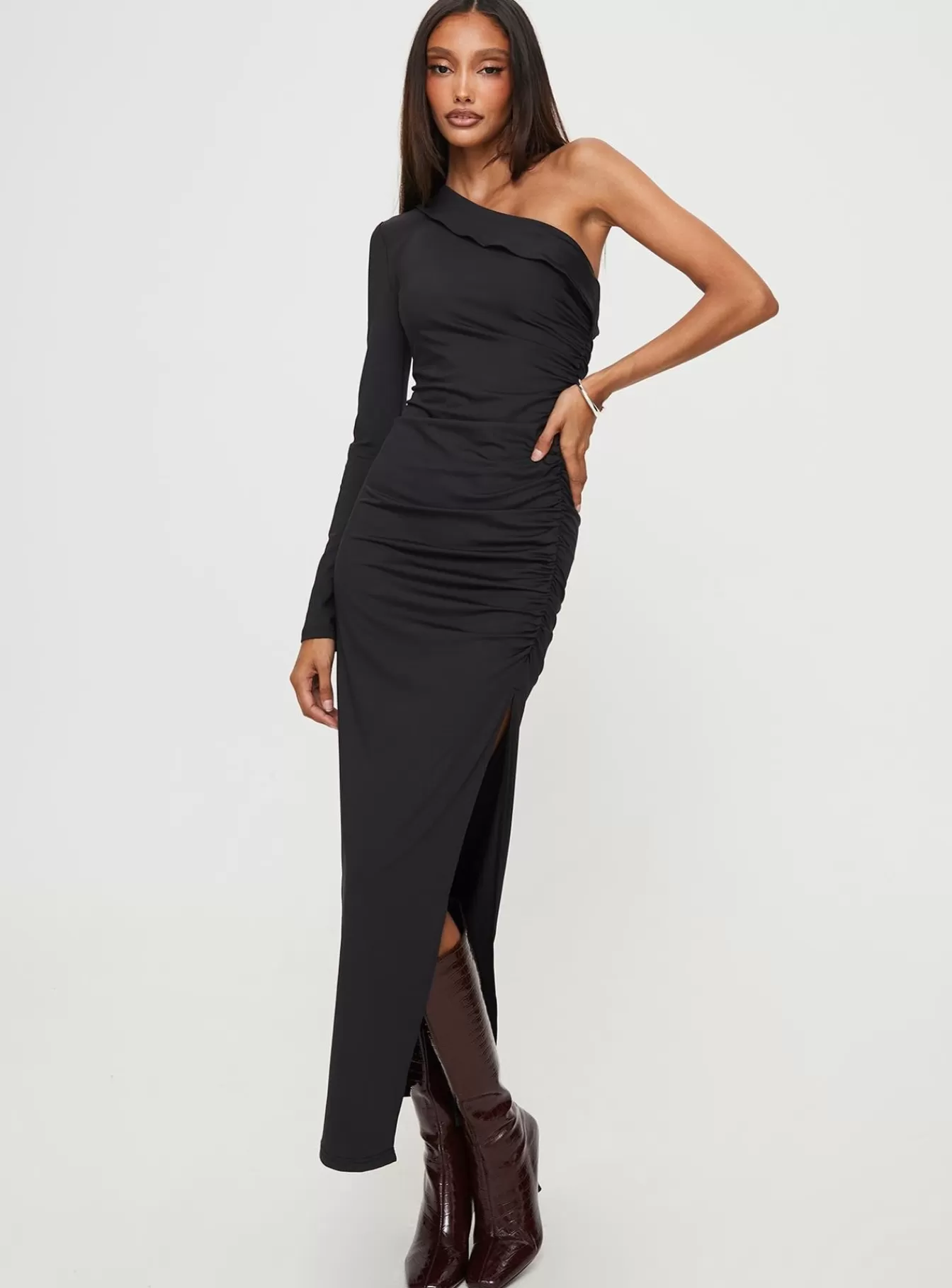 Princess Polly Maxi Dresses | Mahira One Shoulder Maxi Dress Black