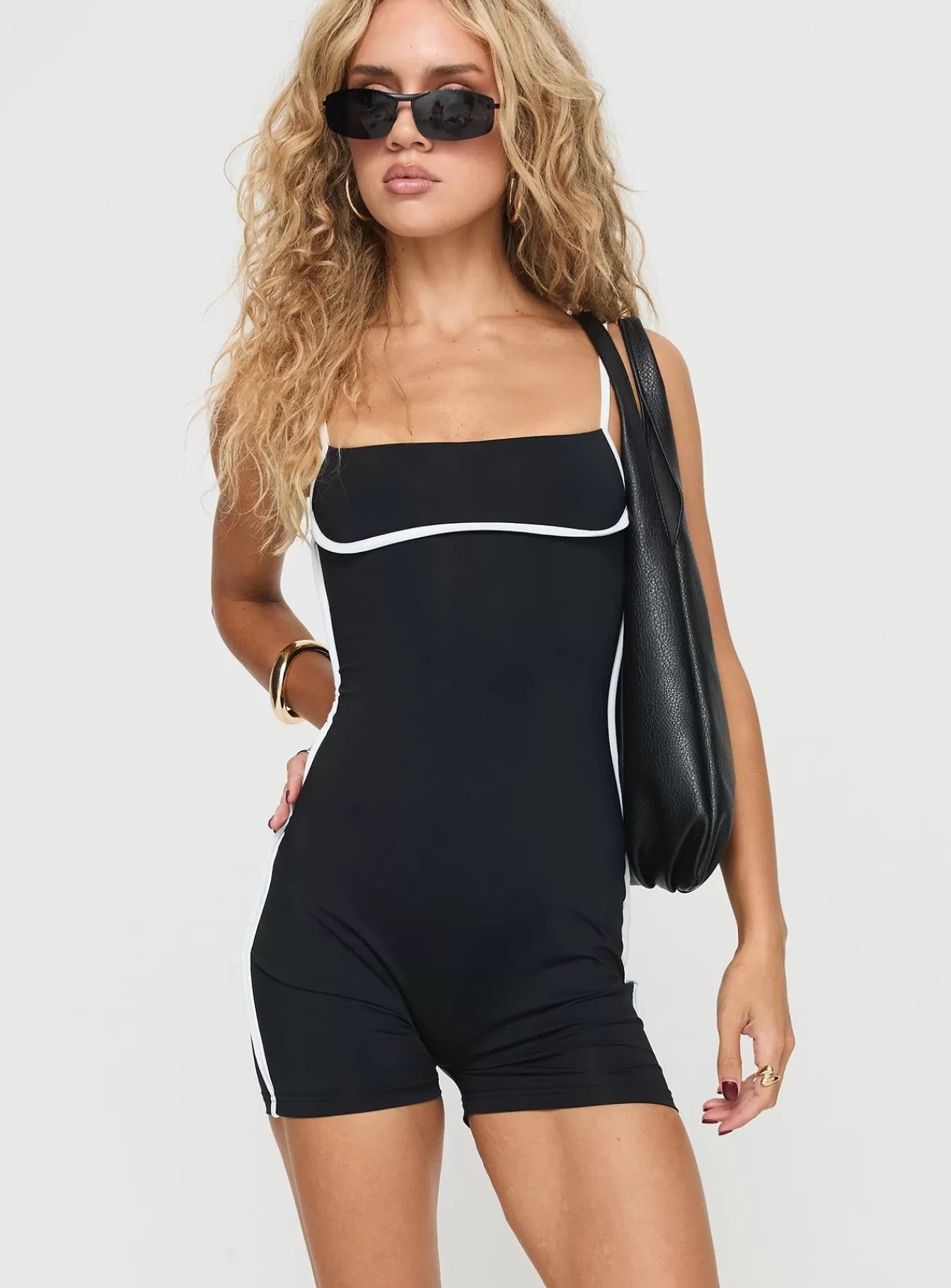 Princess Polly Basics | Maidenwell Contrast Romper Black