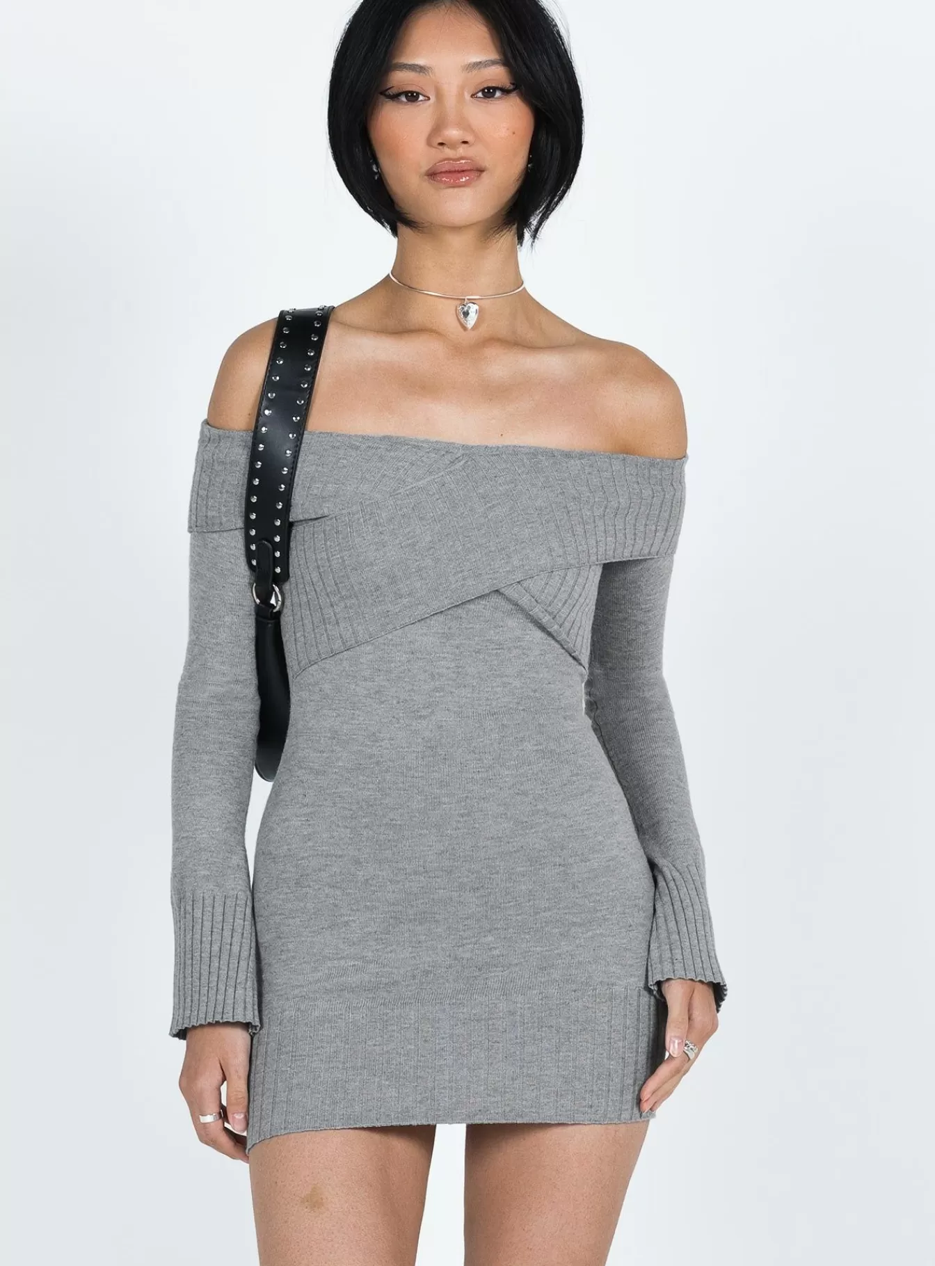 Princess Polly Mini Dresses | Mainey Long Sleeve Mini Dress Grey