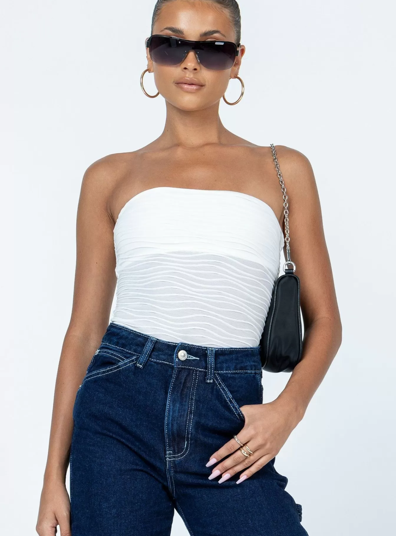Princess Polly Party Tops | Makena Strapless Bodysuit Low Impact White