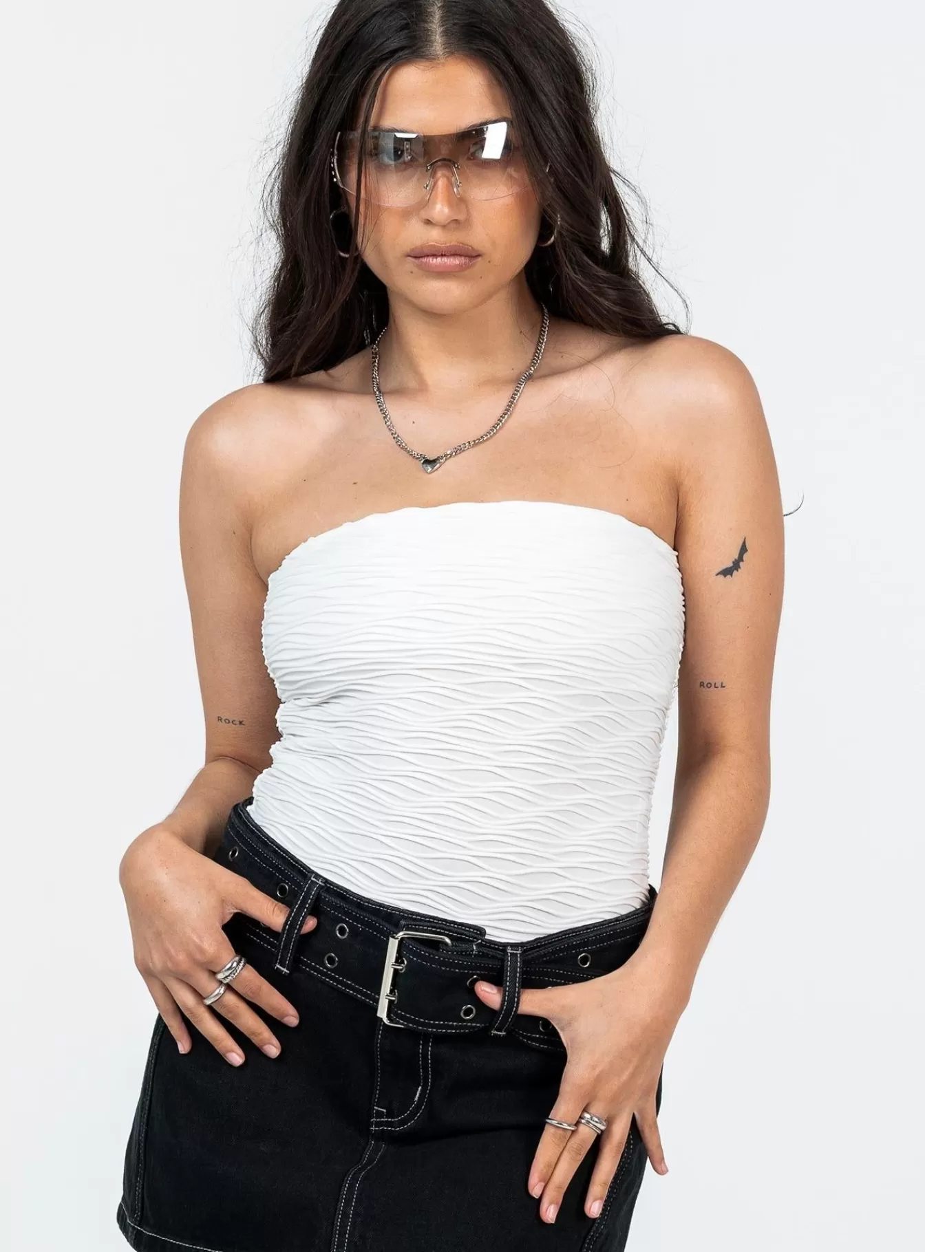 Princess Polly Party Tops | Makena Strapless Bodysuit Petite White