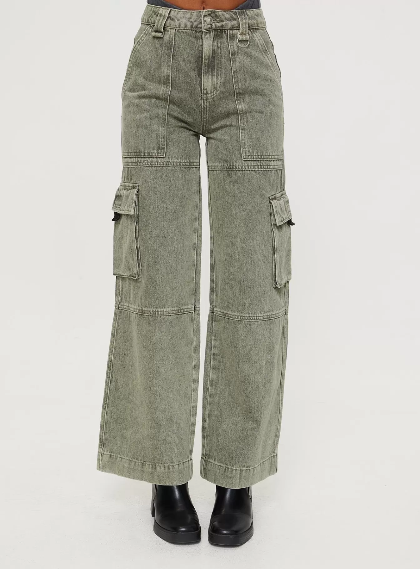 Princess Polly Jeans | Making History Cargo Jeans Olive